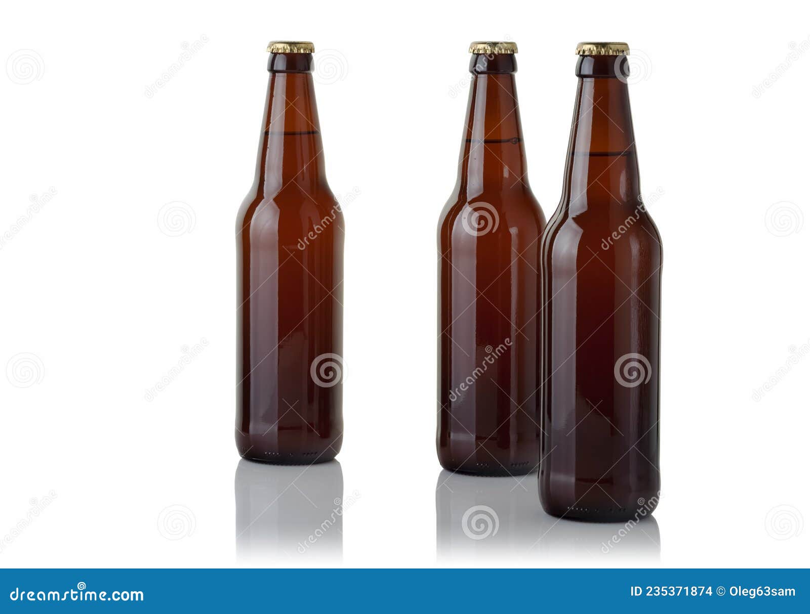 Three Brown Glass Beer Bottles Stock Photo Image of cool, liquid