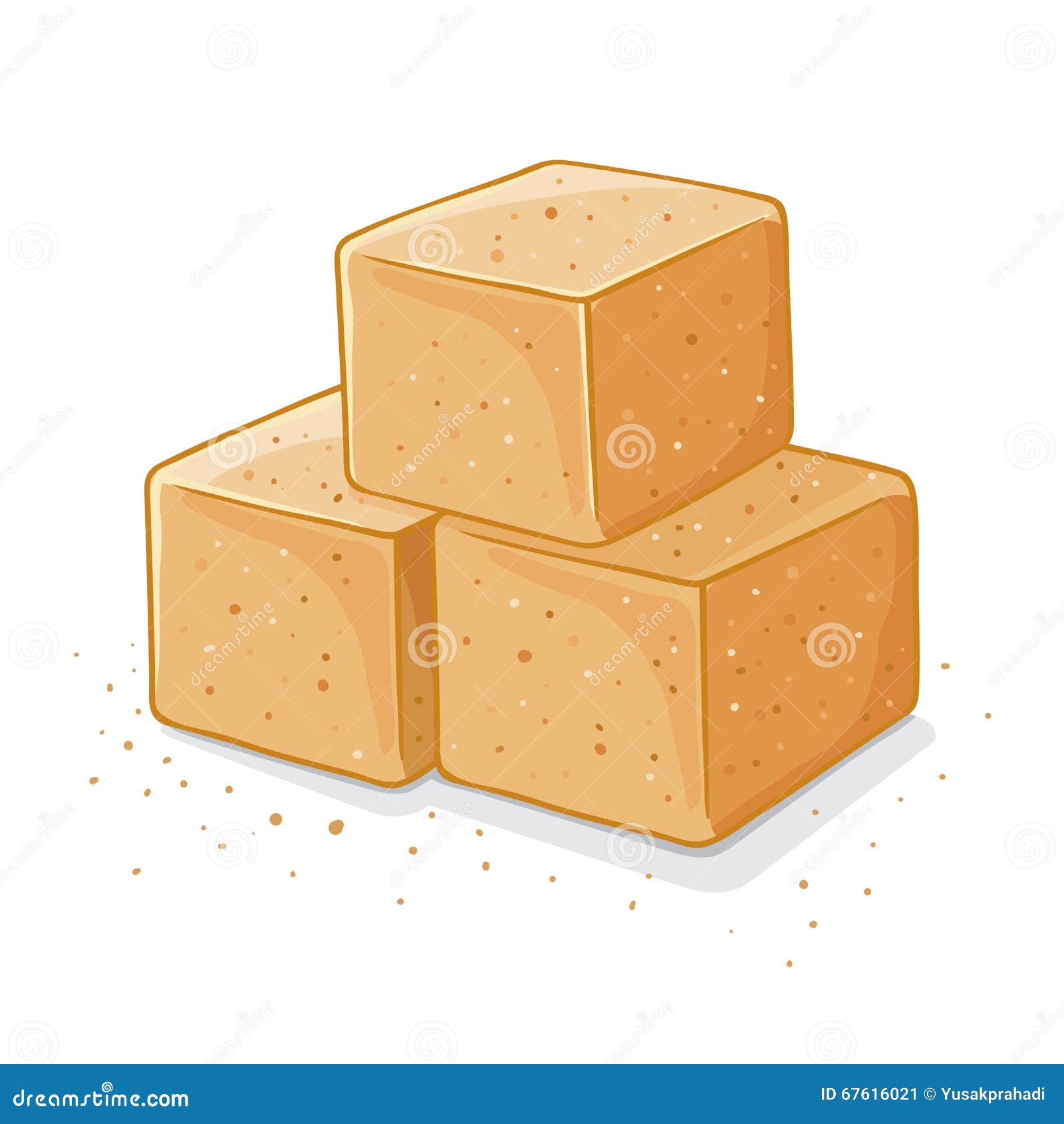 Three Brown Sugar Cubes Illustration Stock Vector - Illustration of