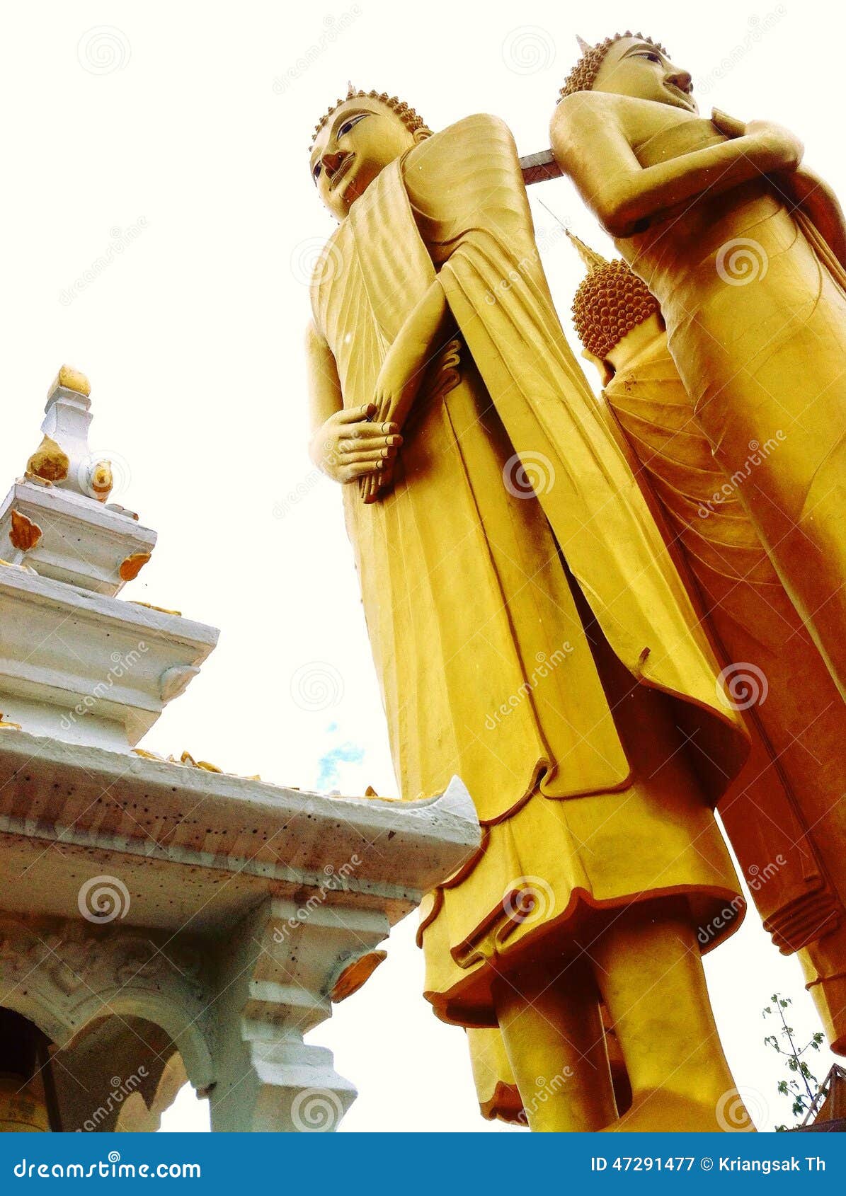 Three Buddha Images Standing Elegantly on The