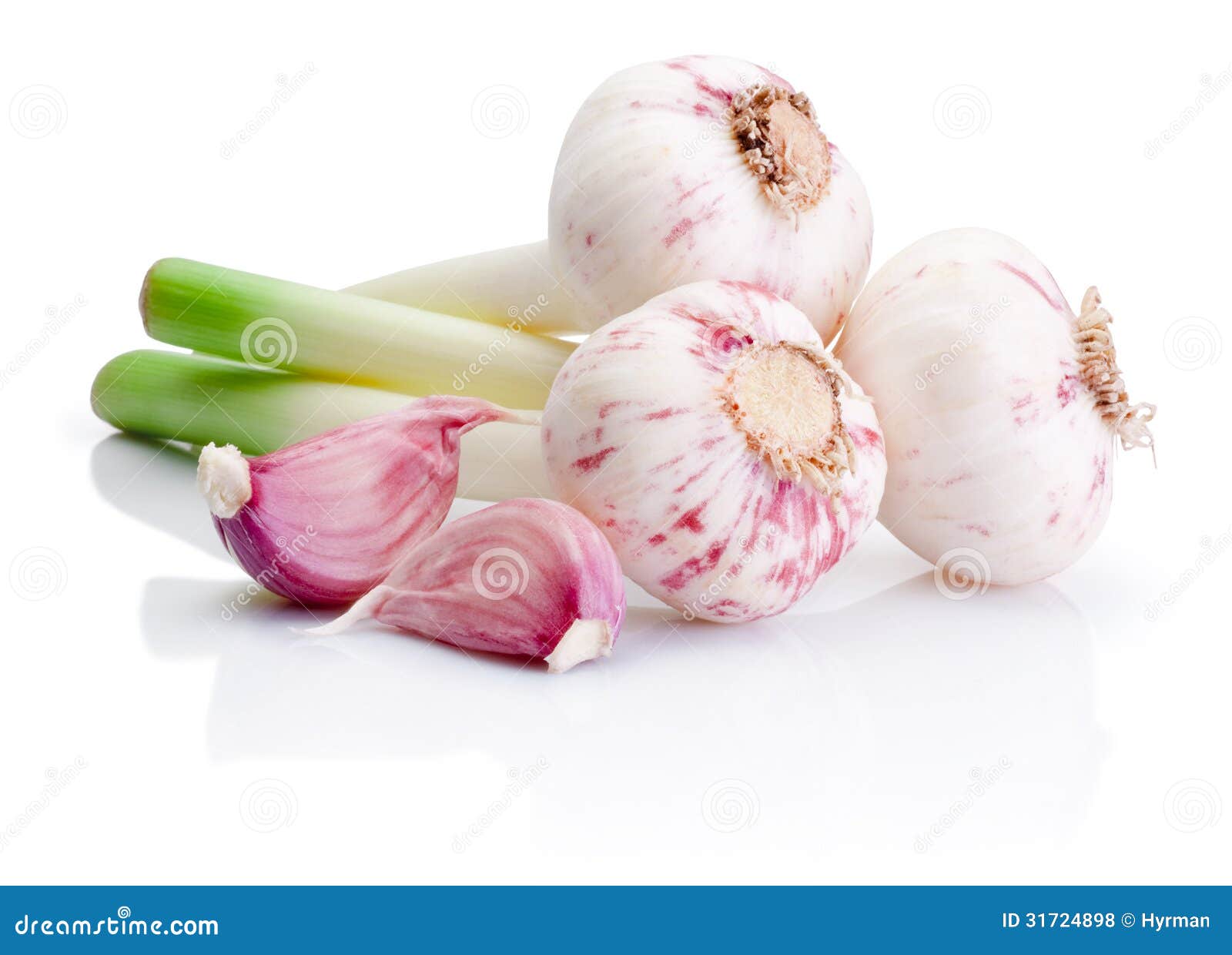 Three Bulbs of Fresh Garlic and Pieces on White Stock Photo Image of fresh, eating 31724898