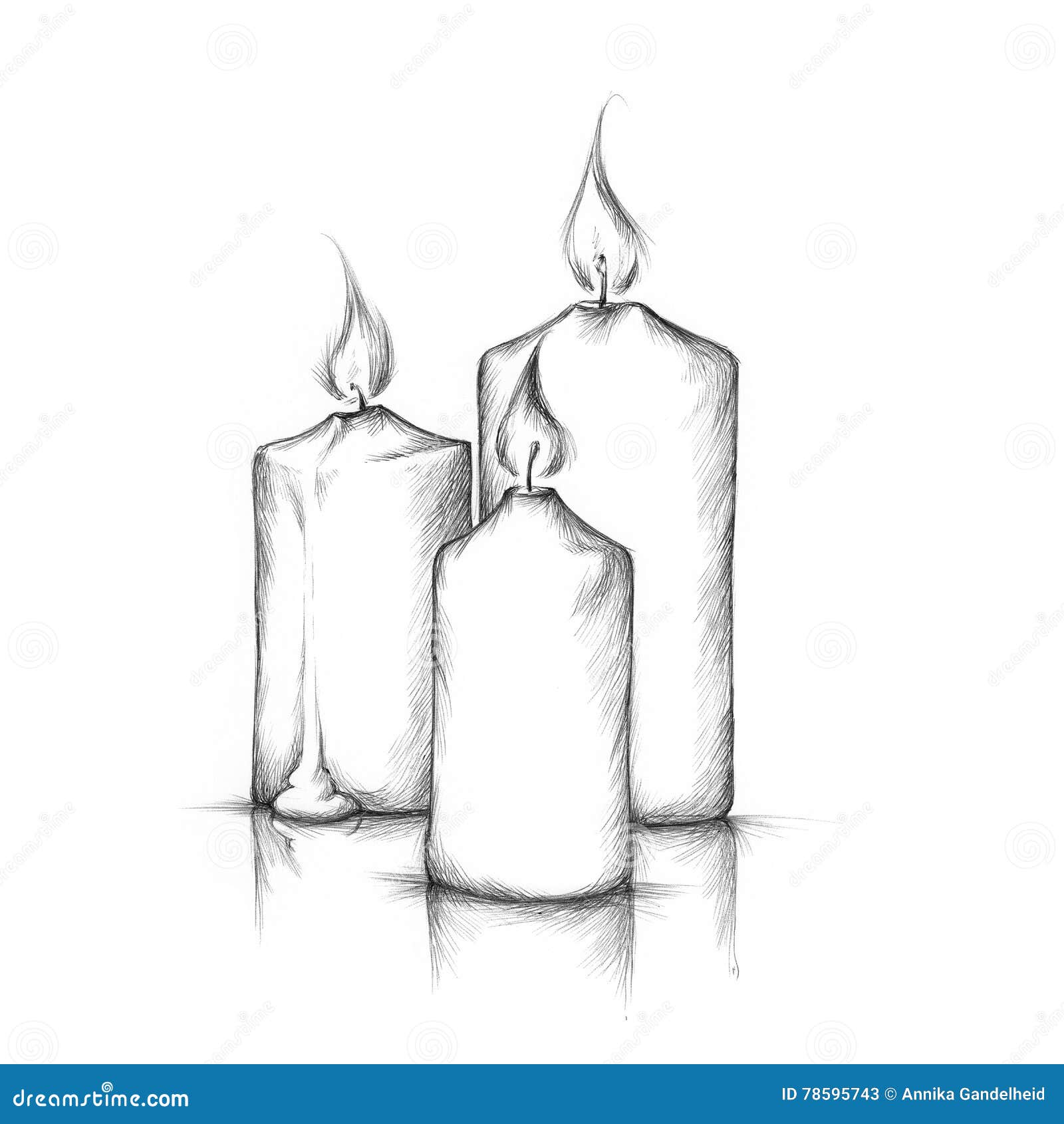 Three burning candles stock illustration. Illustration of drawing