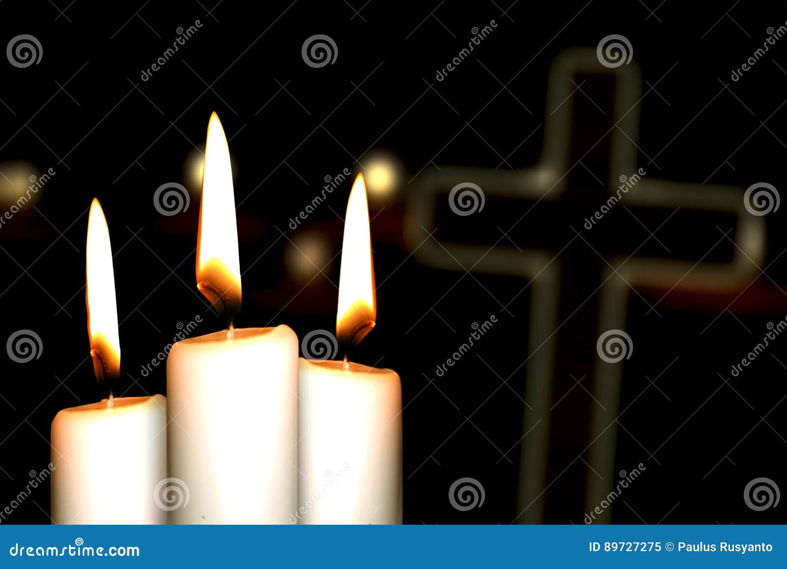 Three Candle and a Cross Symbol Stock Image Image of devotion, black