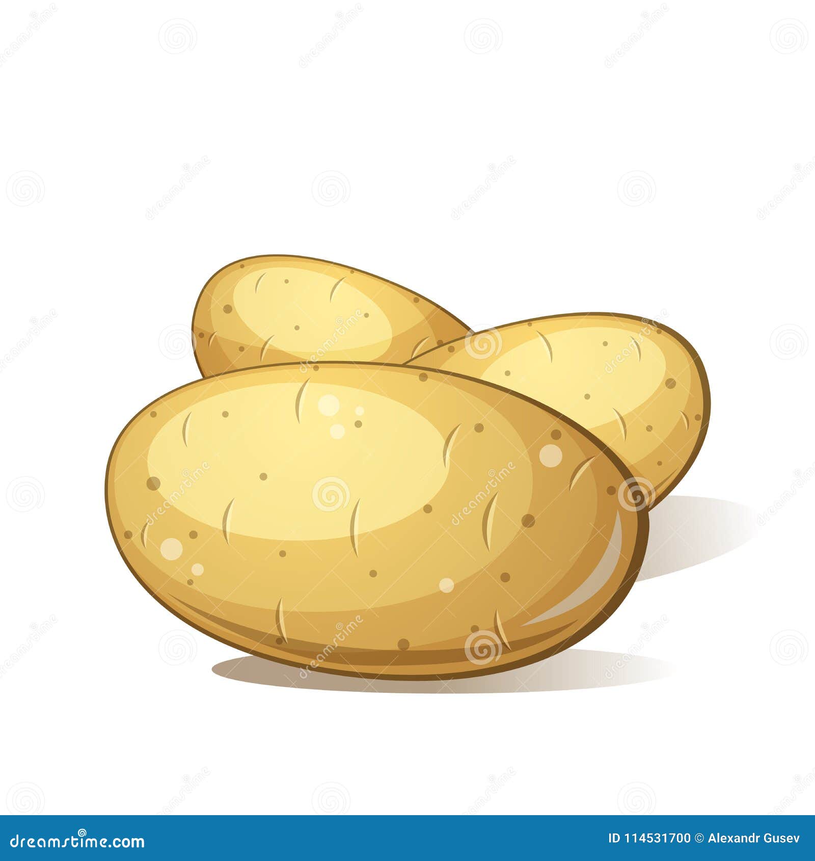Three Cartoon Potato. Tasty And Healthy Food. Stock Vector