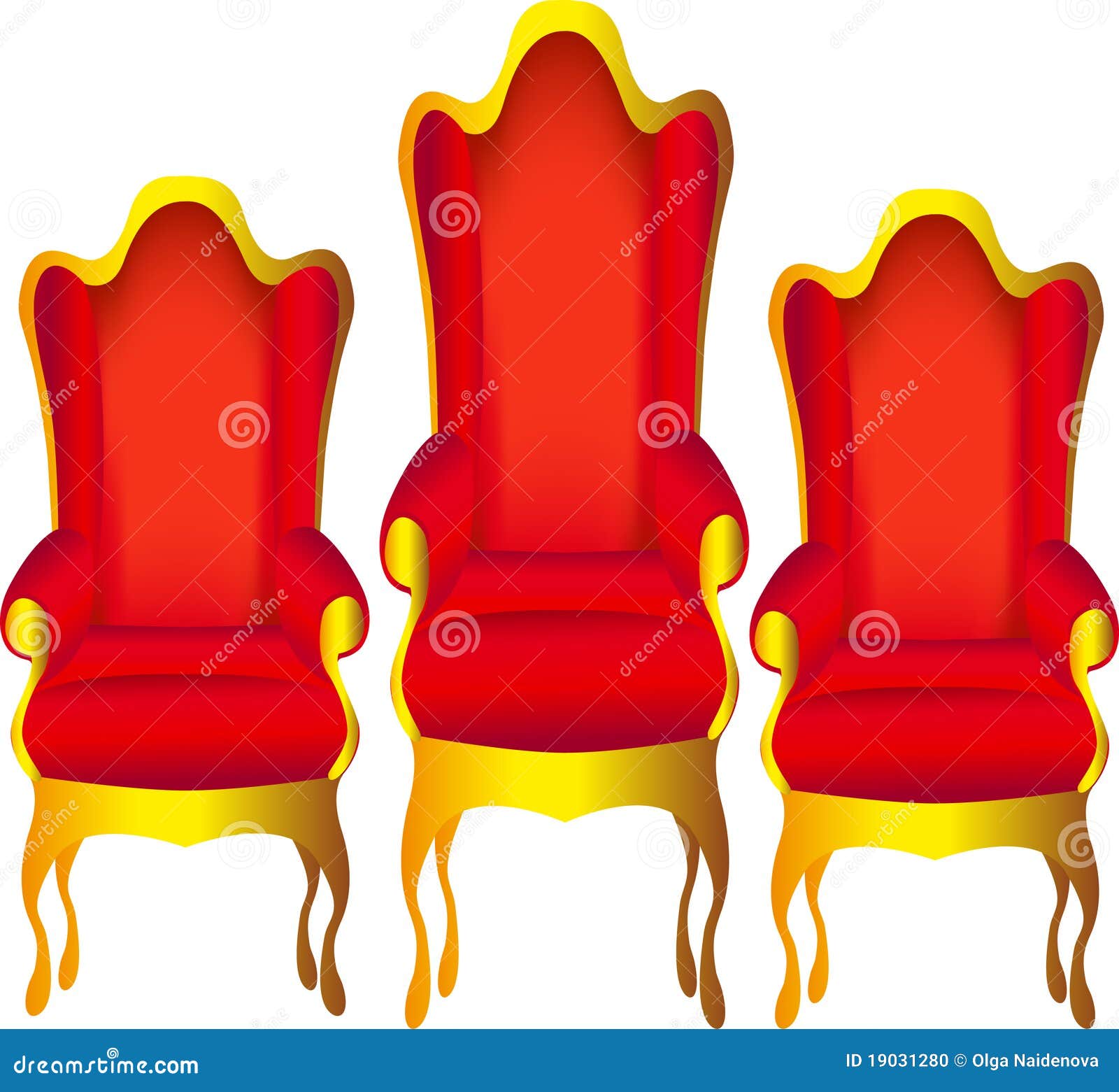 Three chairs for chief red stock vector. Illustration of luxury 19031280