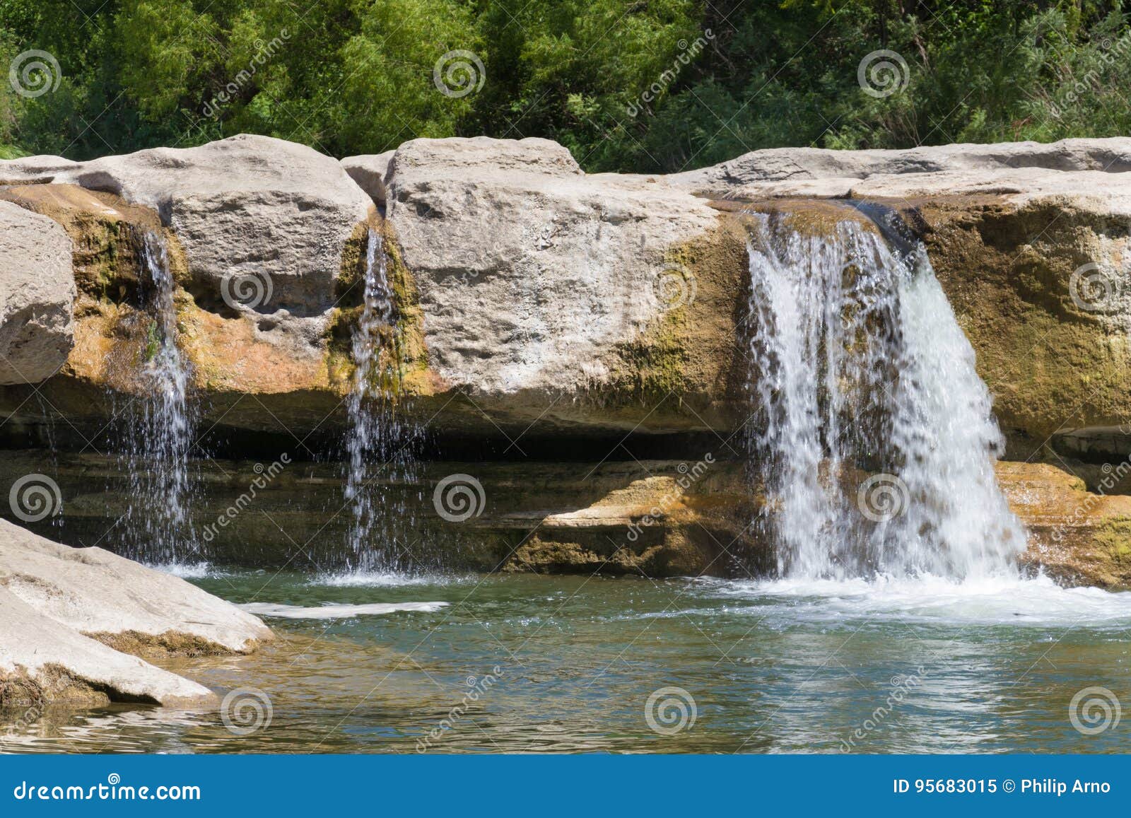 Three Channels of Water Cascading Over Bedrock Stock Image Image of