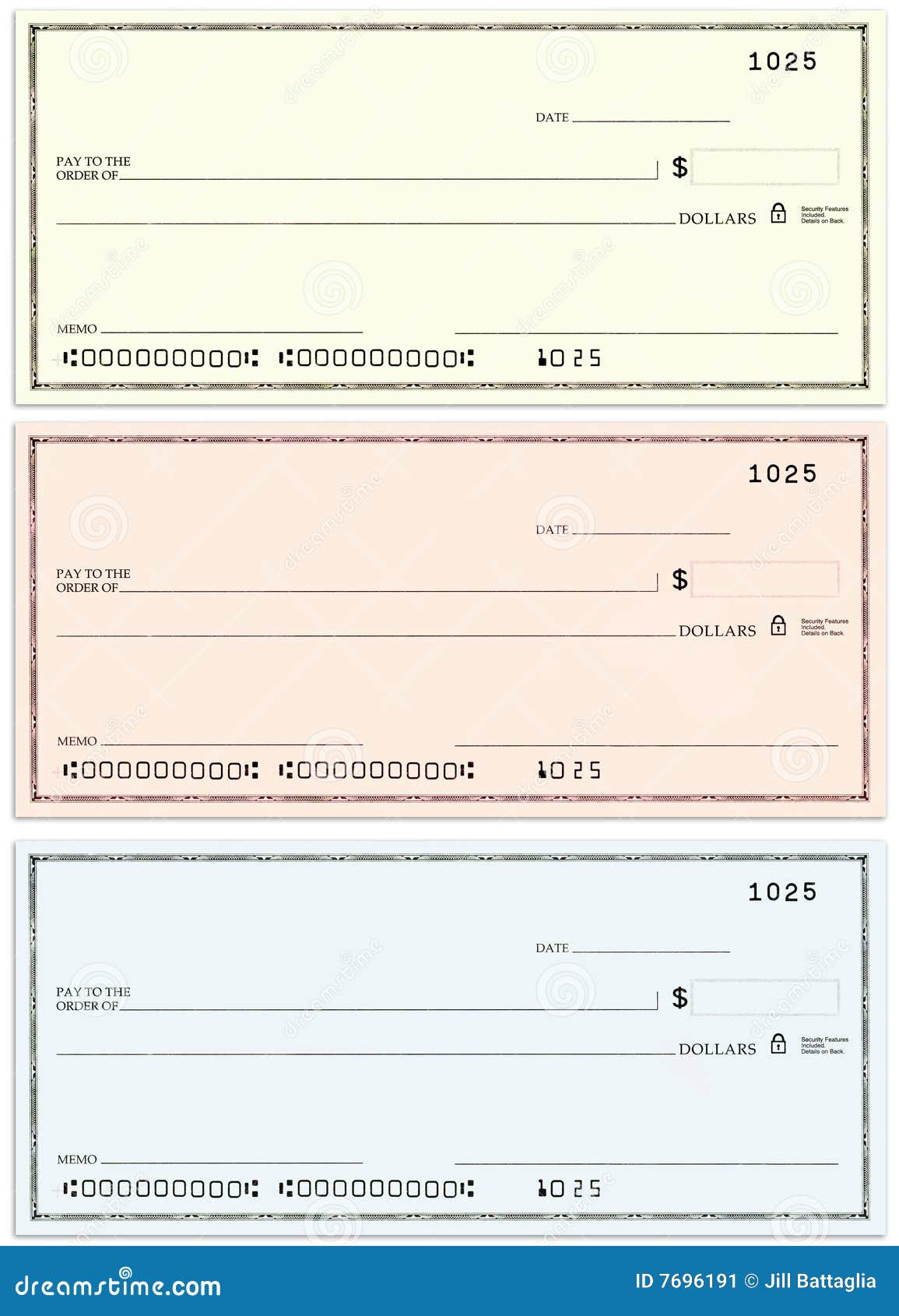 Three Checks with No Name and False Numbers Stock Illustration ...