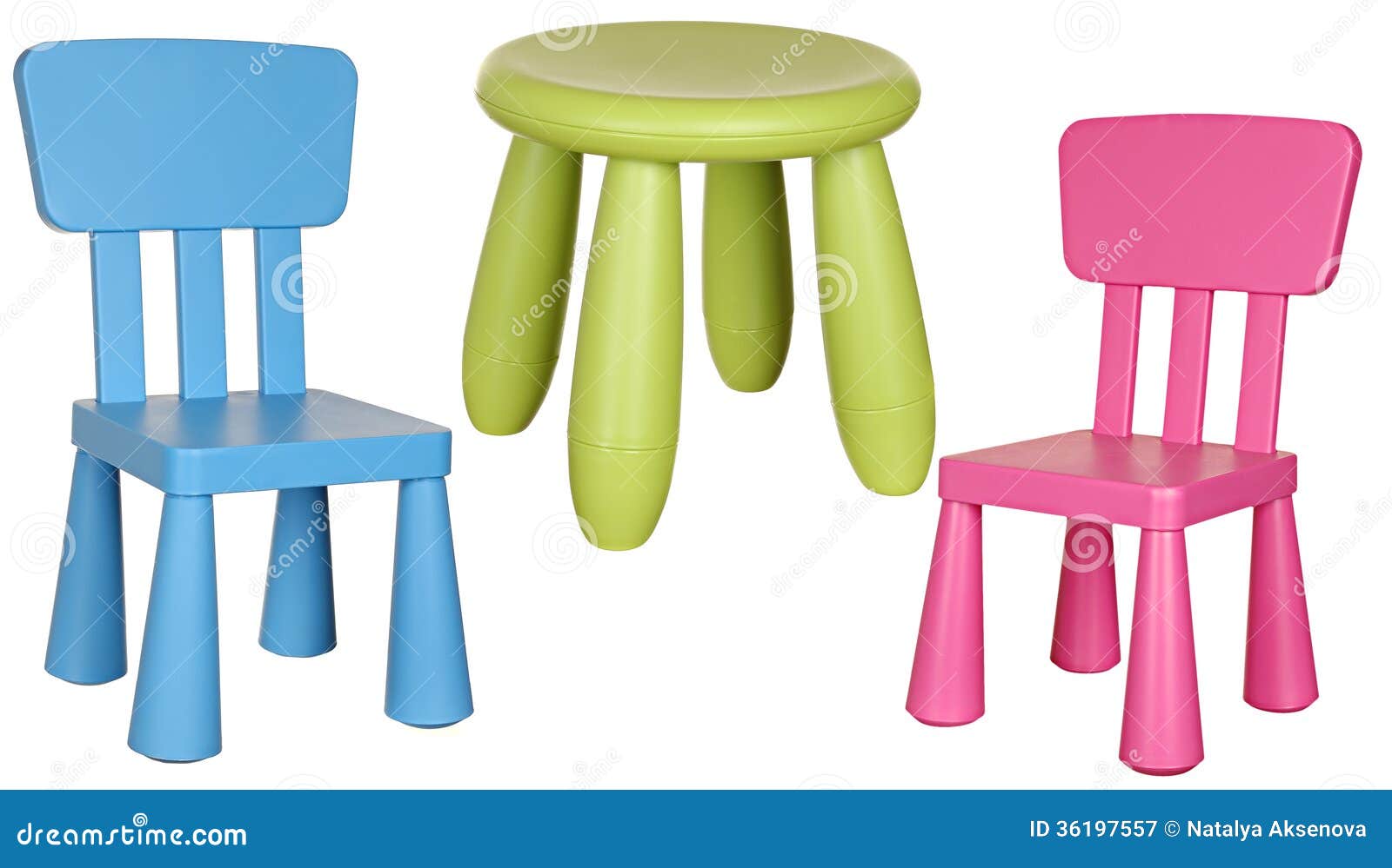 Three Children S Plastic Chairs Isolated on White Stock Image - Image