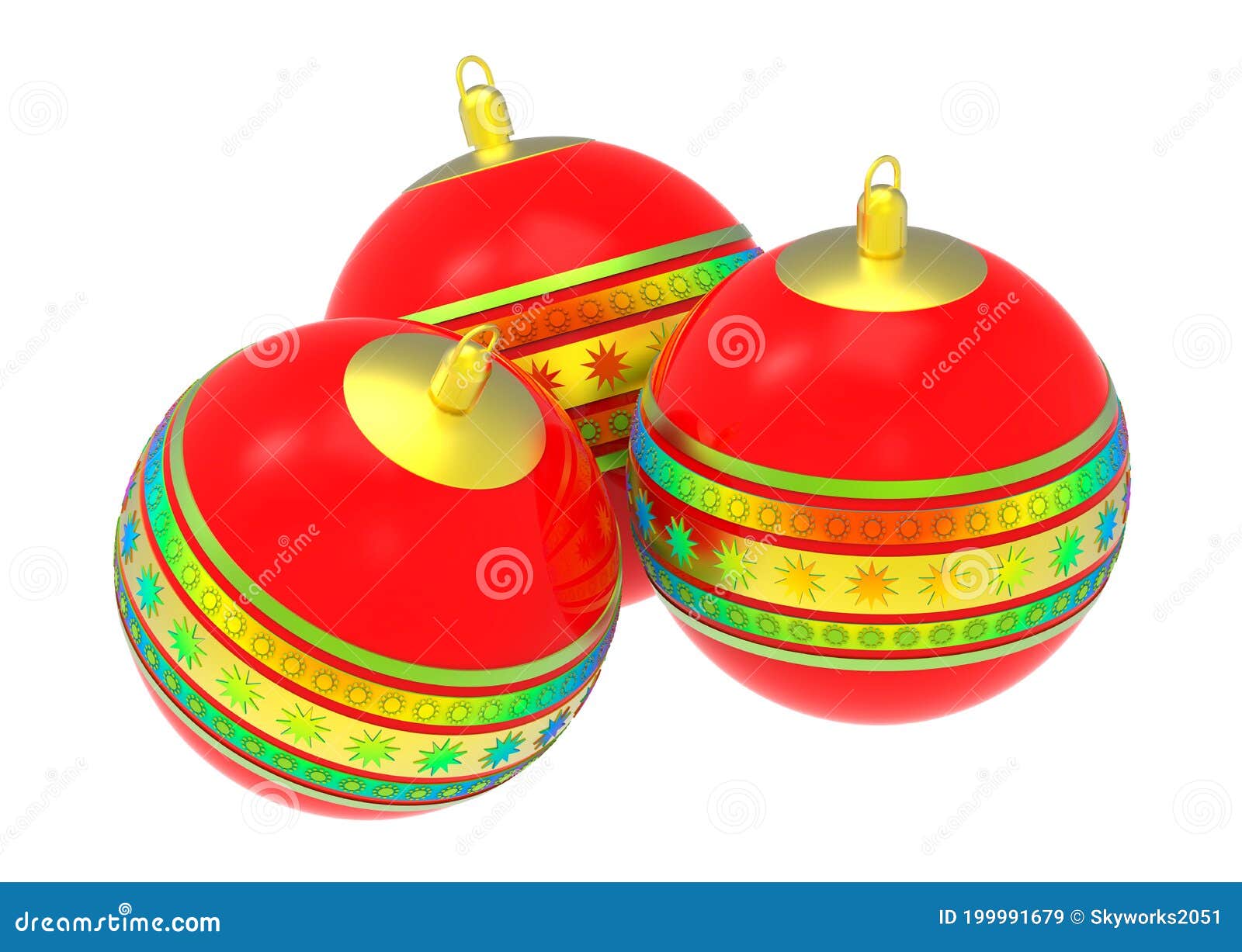 Three Christmas Ball for Decoration. Xmas Glass Balls. Holiday ...
