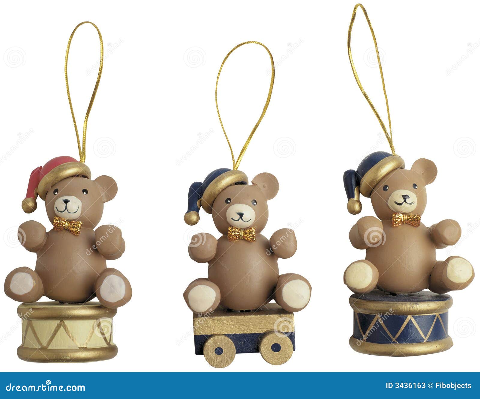 Three Christmas Bear Ornaments Stock Image Image of clipped