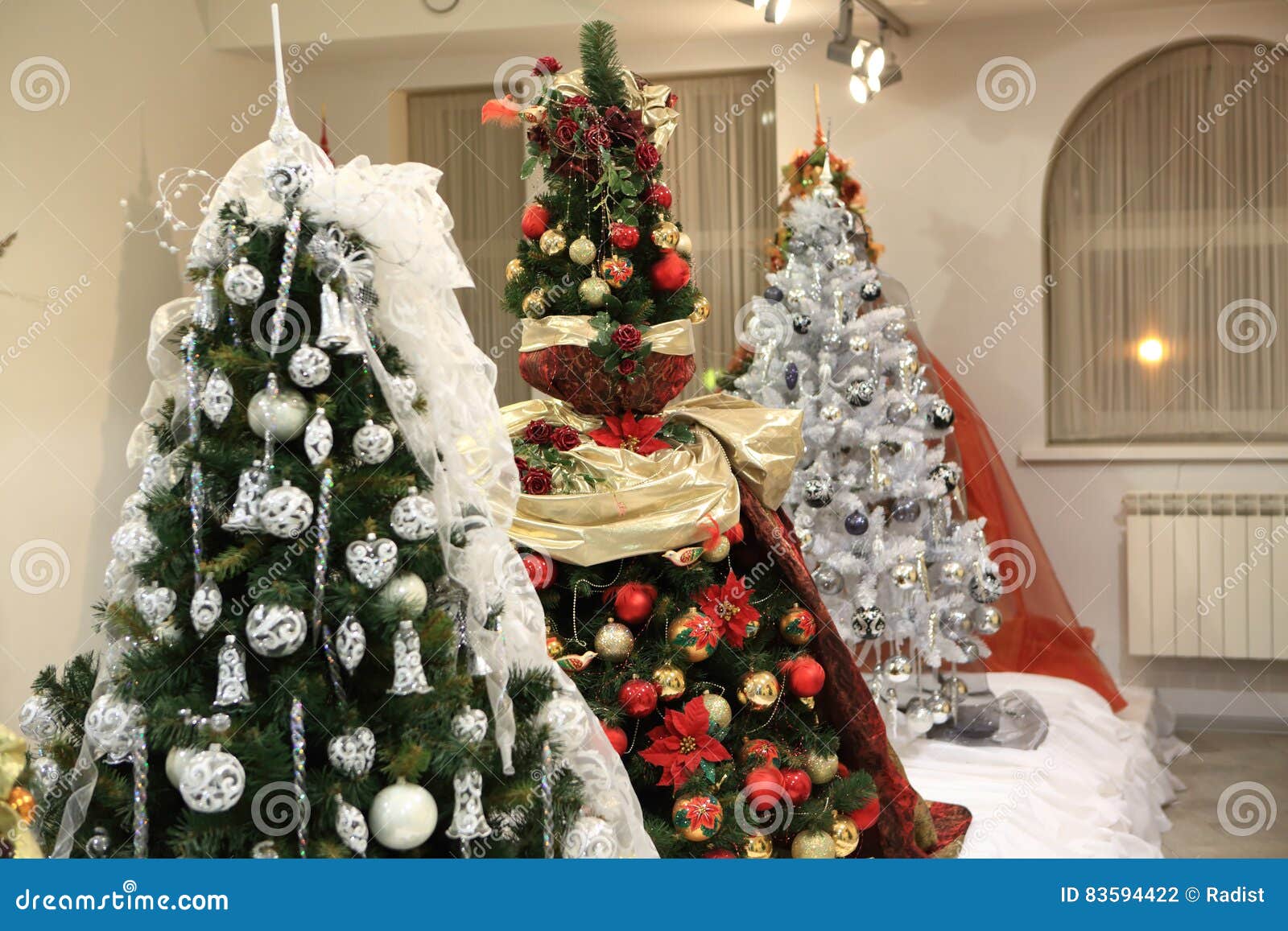Three christmas tree stock photo. Image of indoor, evergreen 83594422