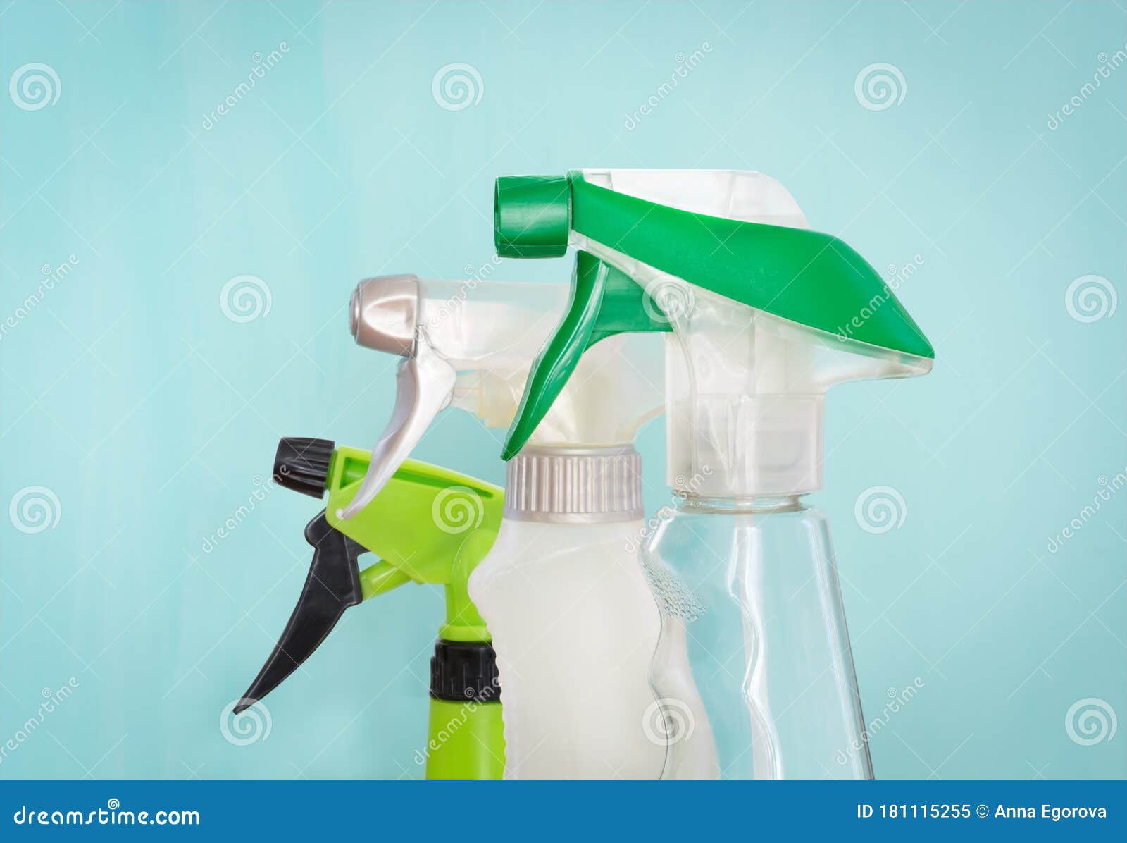 Three cleaning spray guns stock image. Image of sprayer 181115255