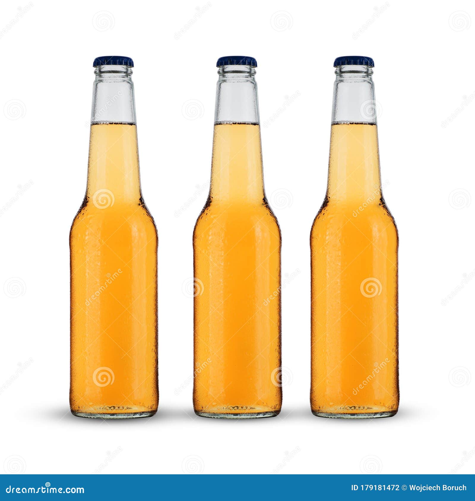 Three Clear Beers without Labels Stock Photo Image of isolated