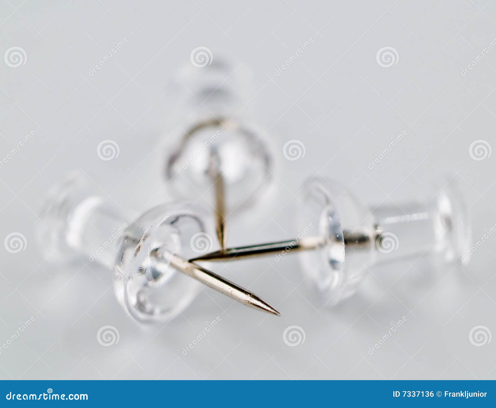 Three Clear Thumb Tacks 3 stock photo. Image of bulletin 7337136