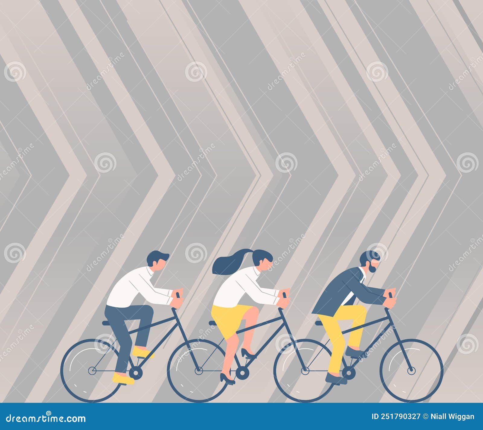 Three Colleagues Riding Bicycle Representing Combined Effort Successful