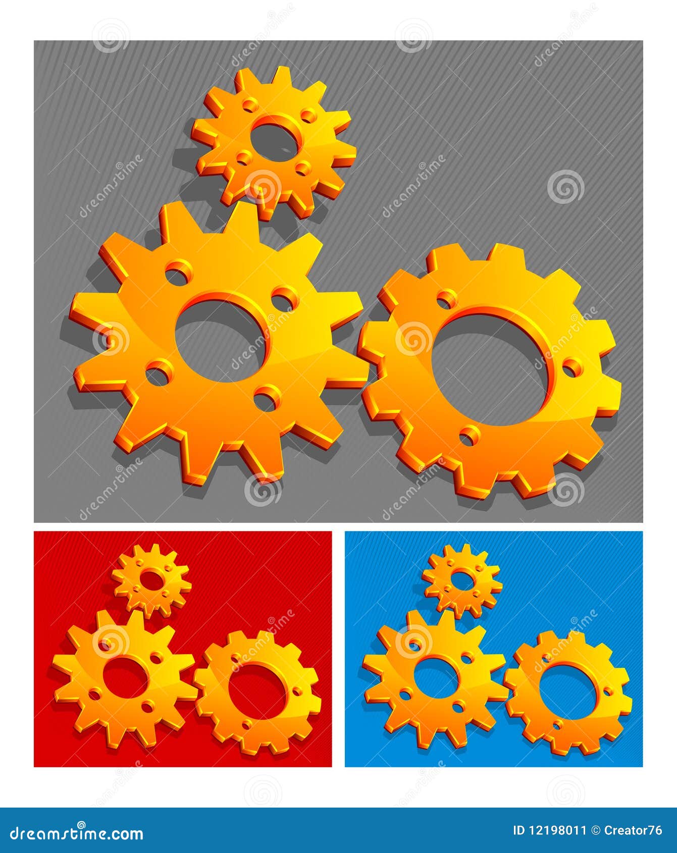 Threecolor gears stock vector. Illustration of pattern 12198011