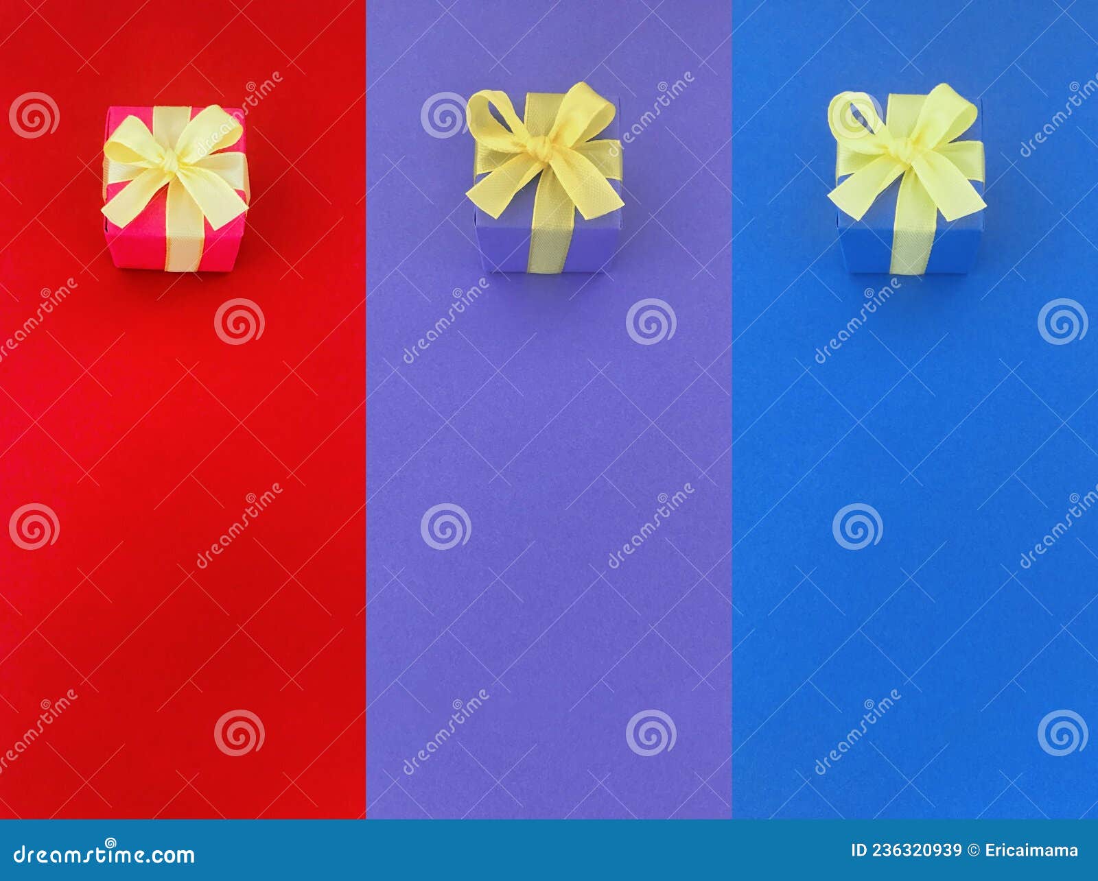 Box With Bows Gifts Color Boxes With Red Blue And Gold Ribbons