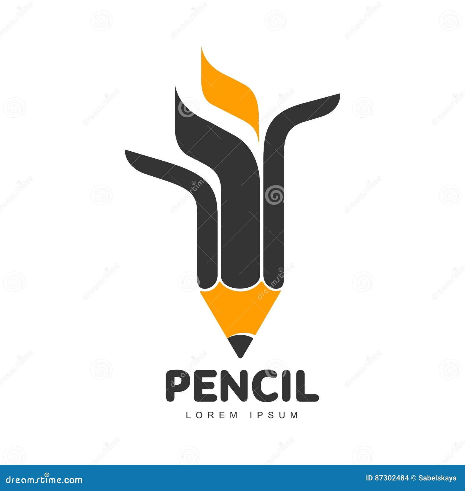 Three Color Vertical Abstract Graphic Creative Pencil Logo Template