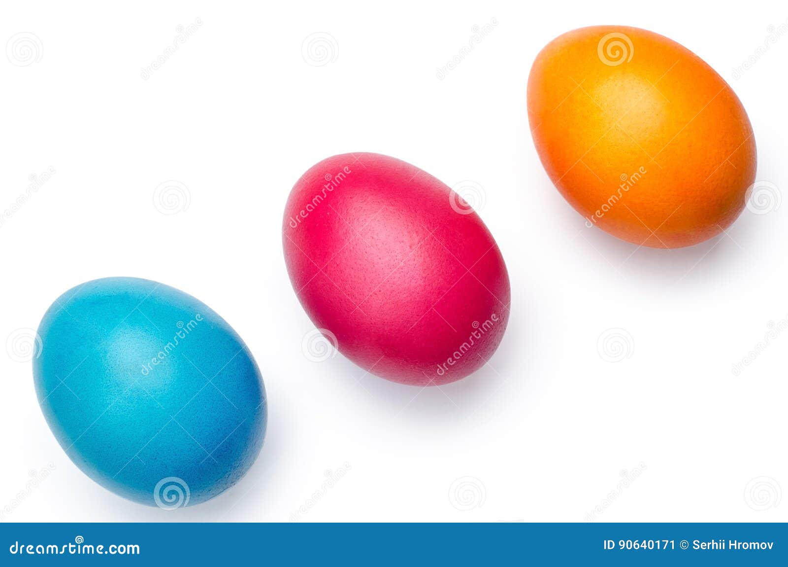 Three Colored Eggs, Isolated on White Backgroung Stock Image Image of