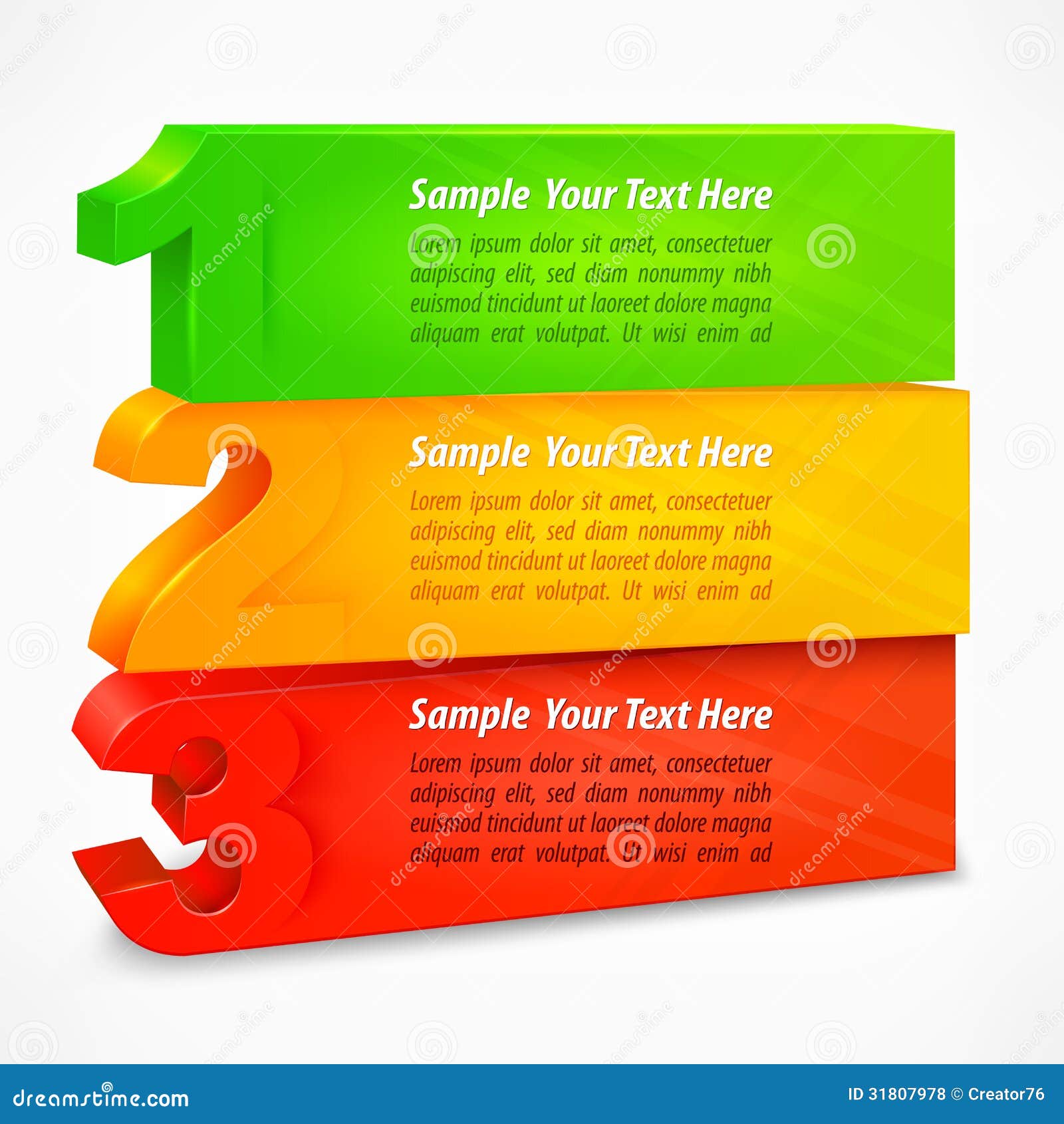 Three Colored Number Banners Stock Vector - Illustration of creative