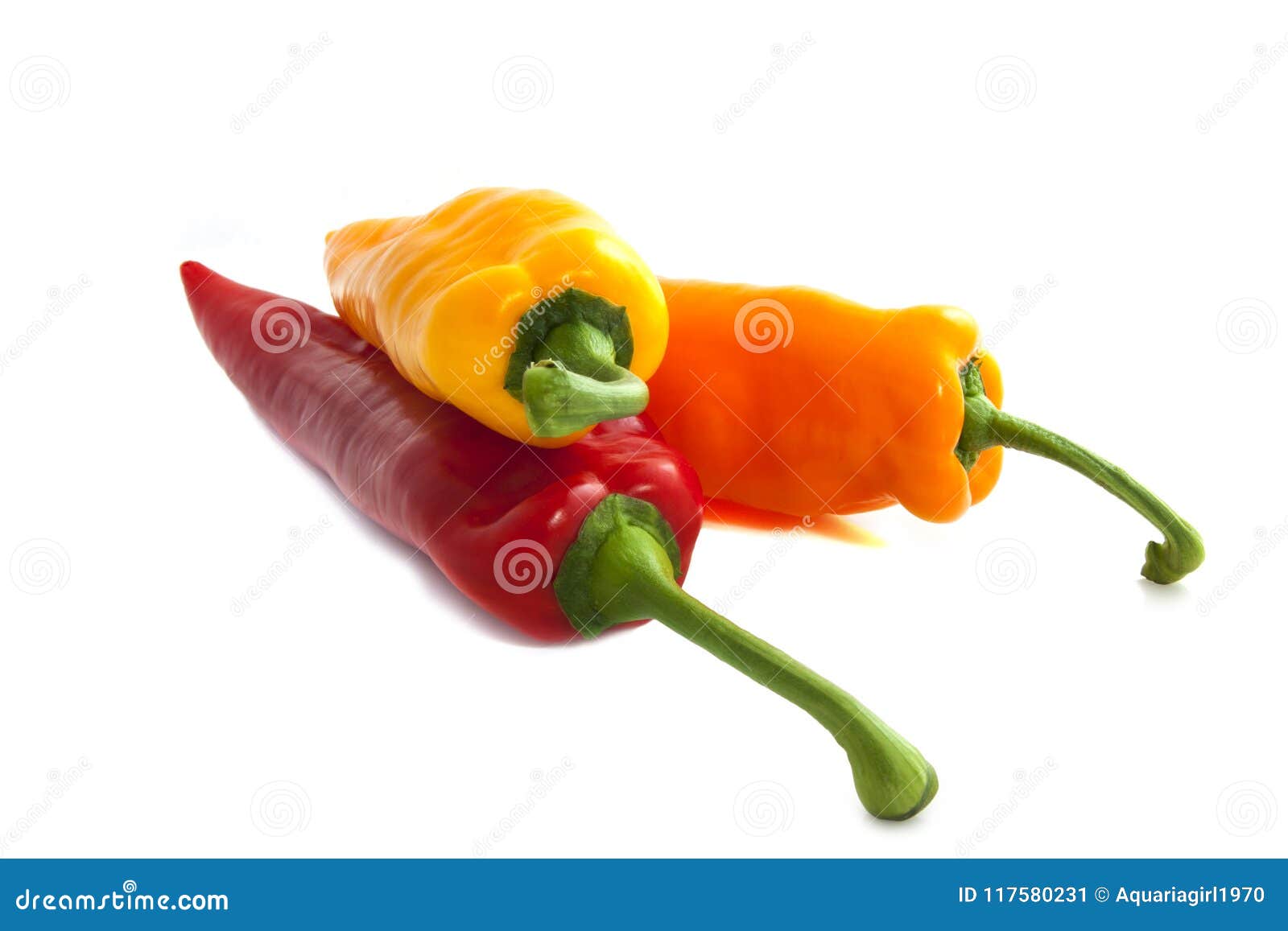 Three colored paprika`s stock image. Image of green 117580231