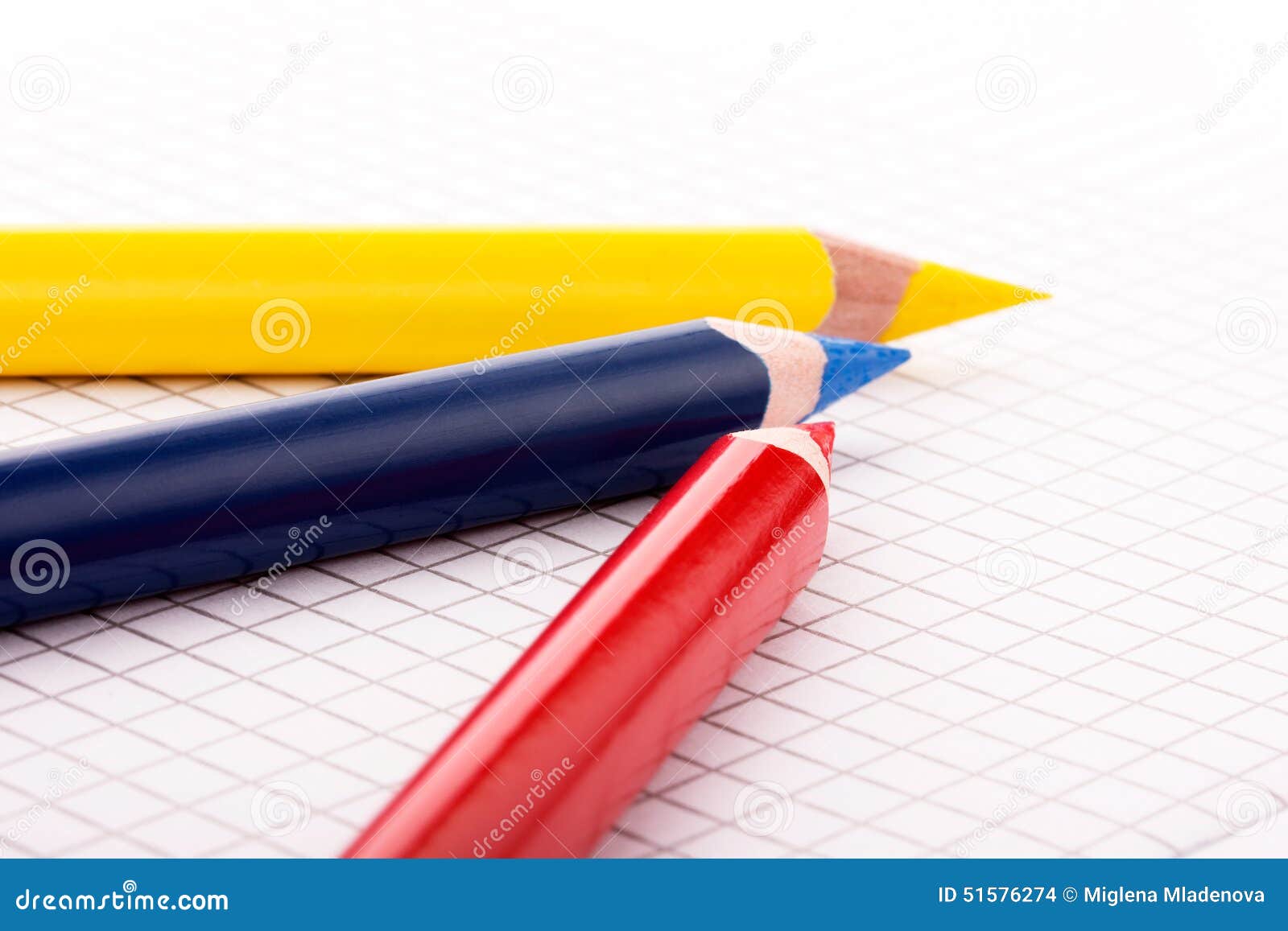 Three Colored Pencil on Squared Paper Stock Photo Image of squared