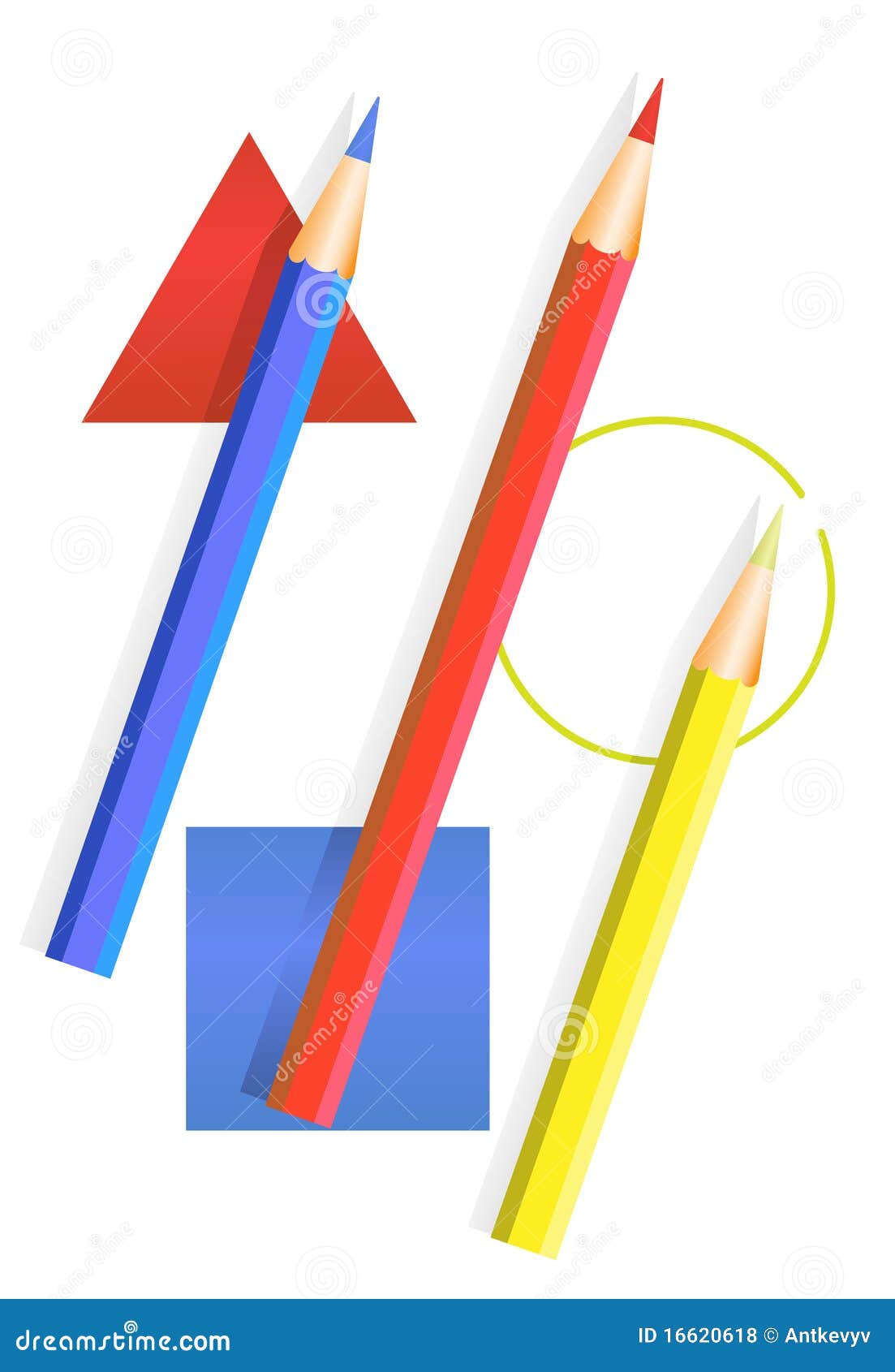 Three colored pencils stock vector. Illustration of paint 16620618