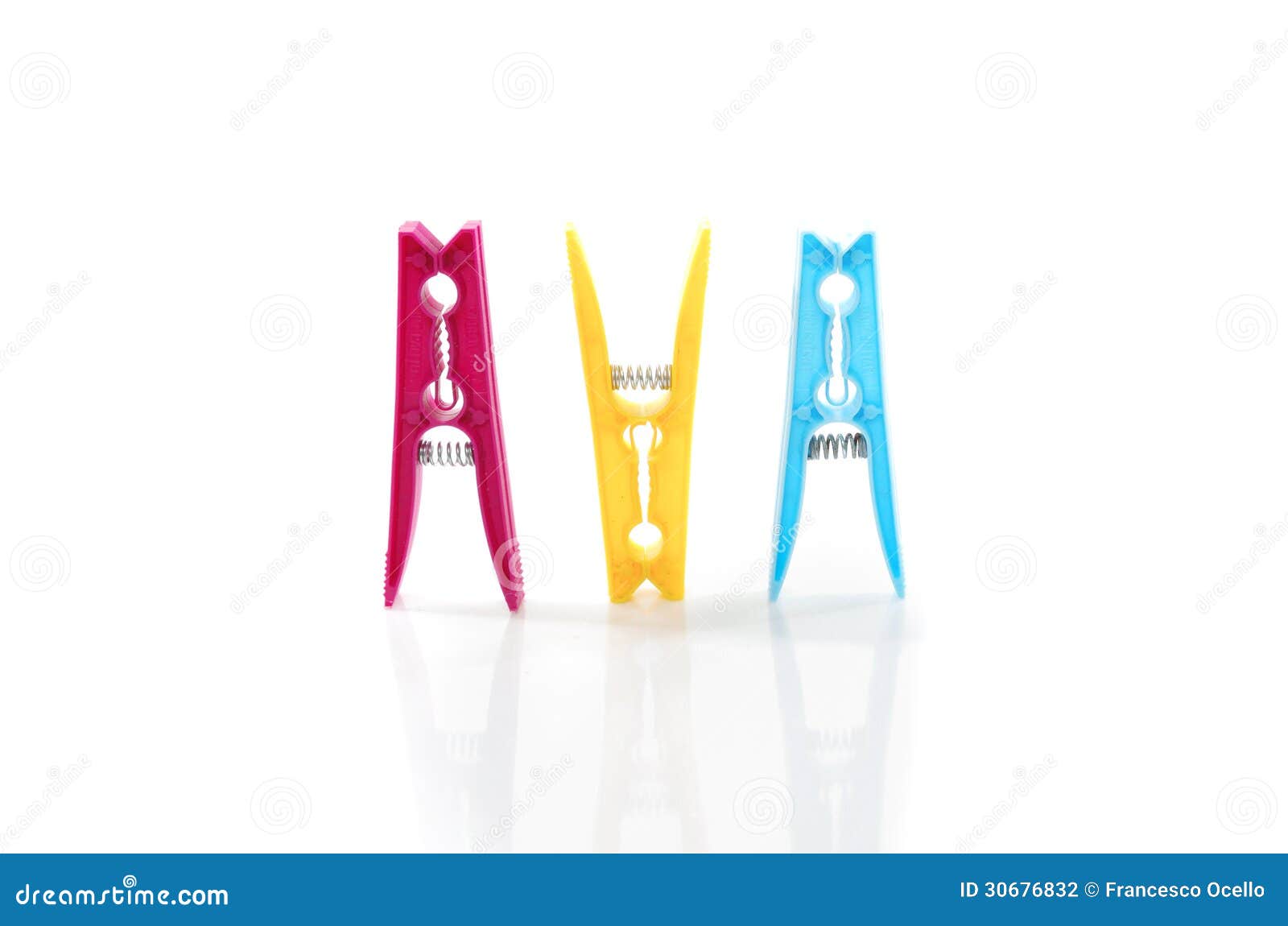 Three Colored Plastic Clothes Pegs Side by Side Stock Photo Image of