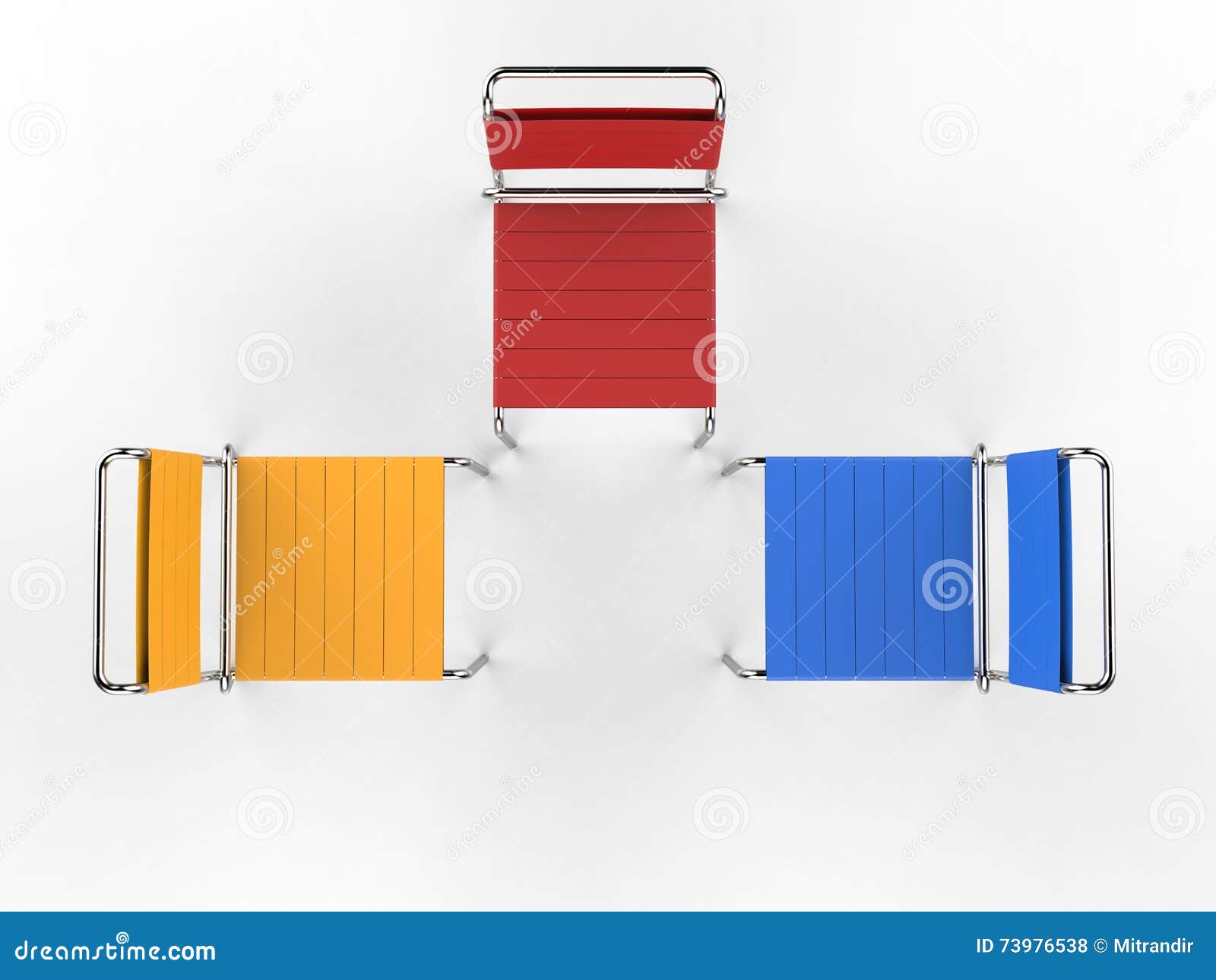 Three Colorful Chairs Top View Stock Photo Image of cafeteria, green 73976538