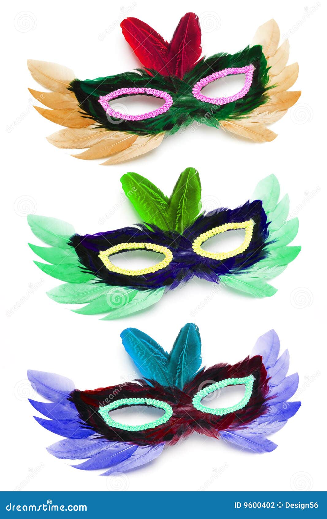 Three Colorful Party Face Masks Stock Photo Image of costume