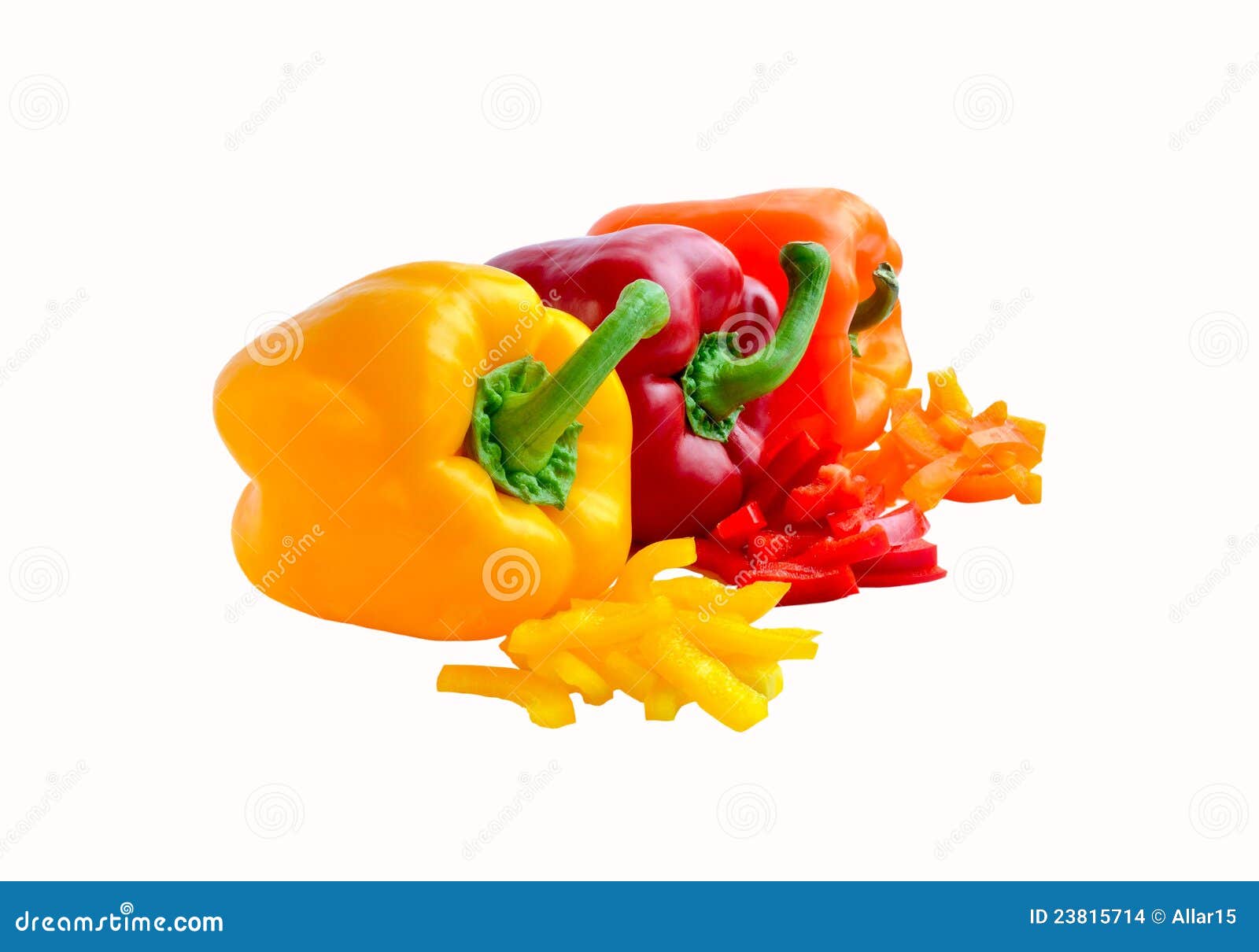 Three Colorful Whole and Chopped Bell Peppers Stock Photo Image of
