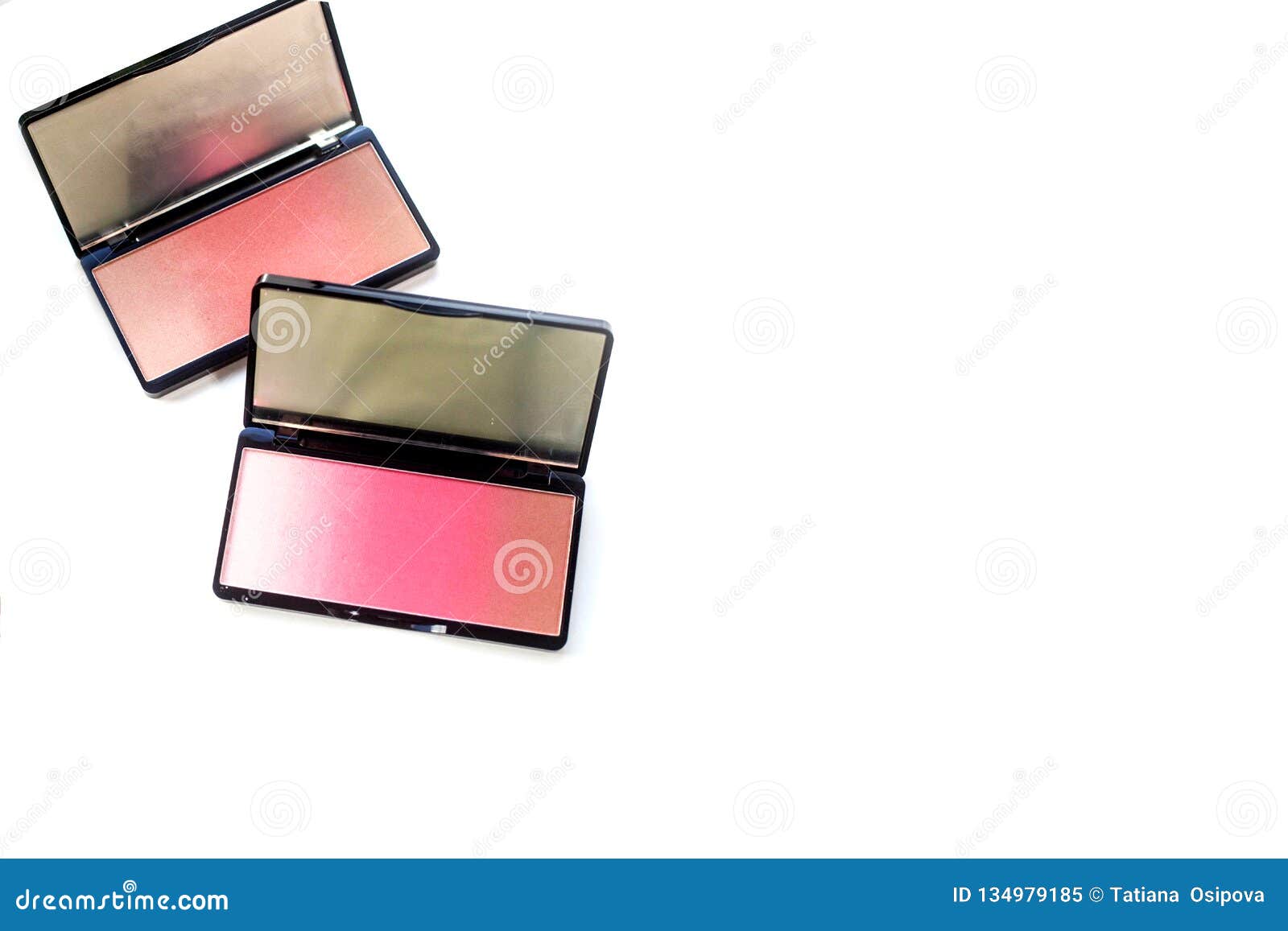 Palettes of Pink Ombre Blush Two Compact Open Boxes with Blush Isolated