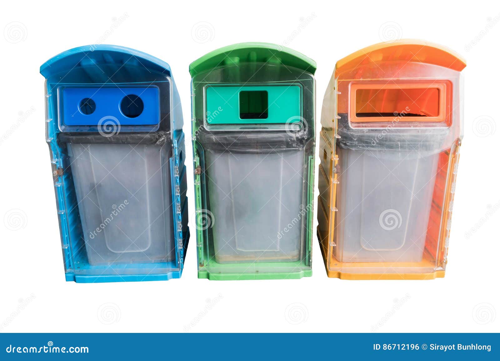 Three Colors Recycle Bins at Public Park Stock Photo Image of