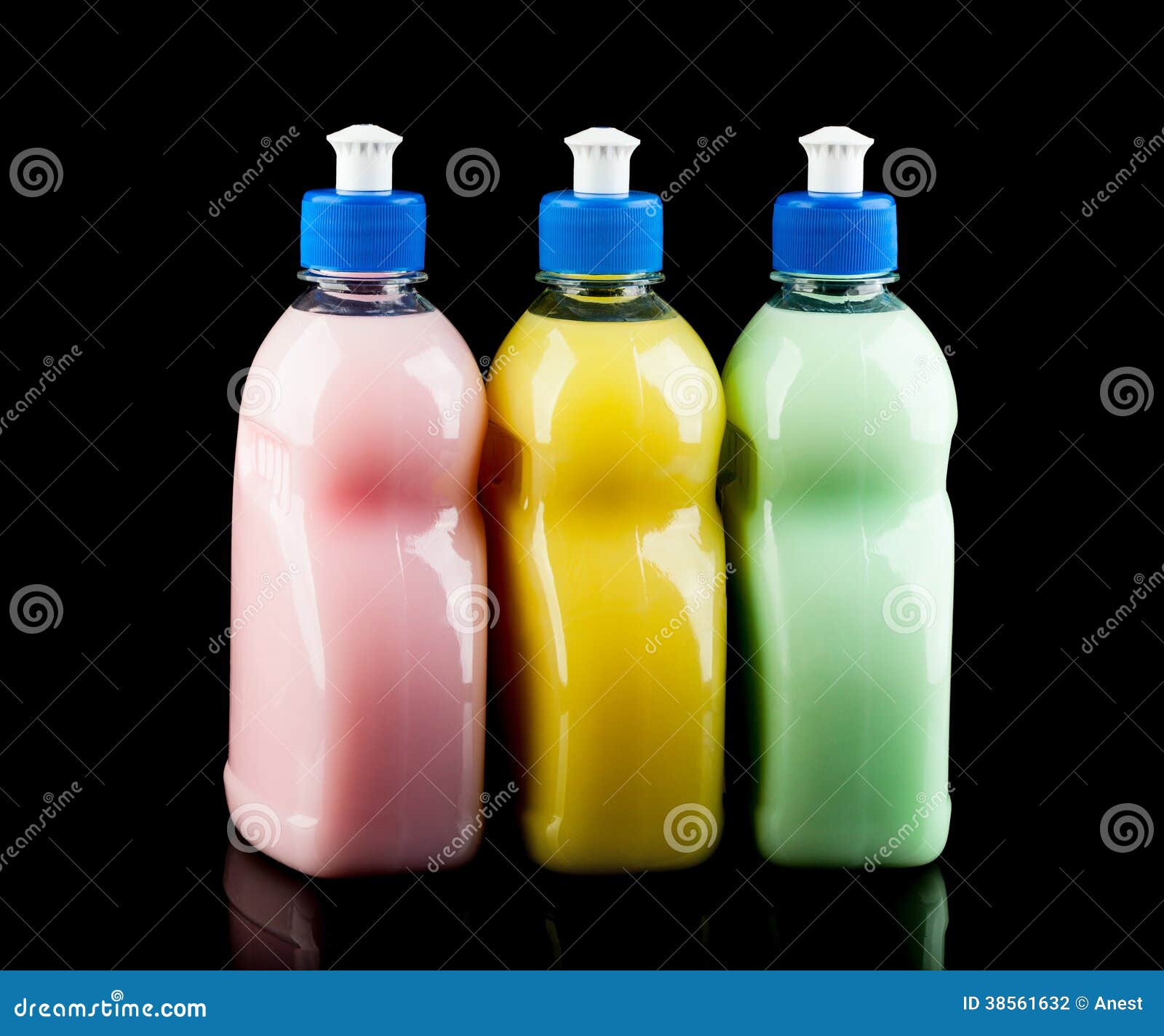 Three Colour Dishwashing Bottles Stock Photo Image of closeup, clean