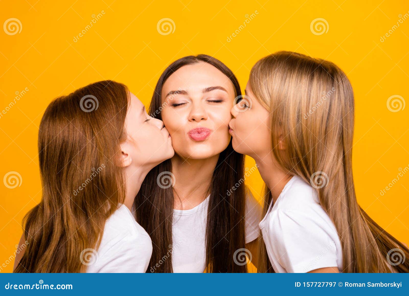 Three Hot Girls Kissing