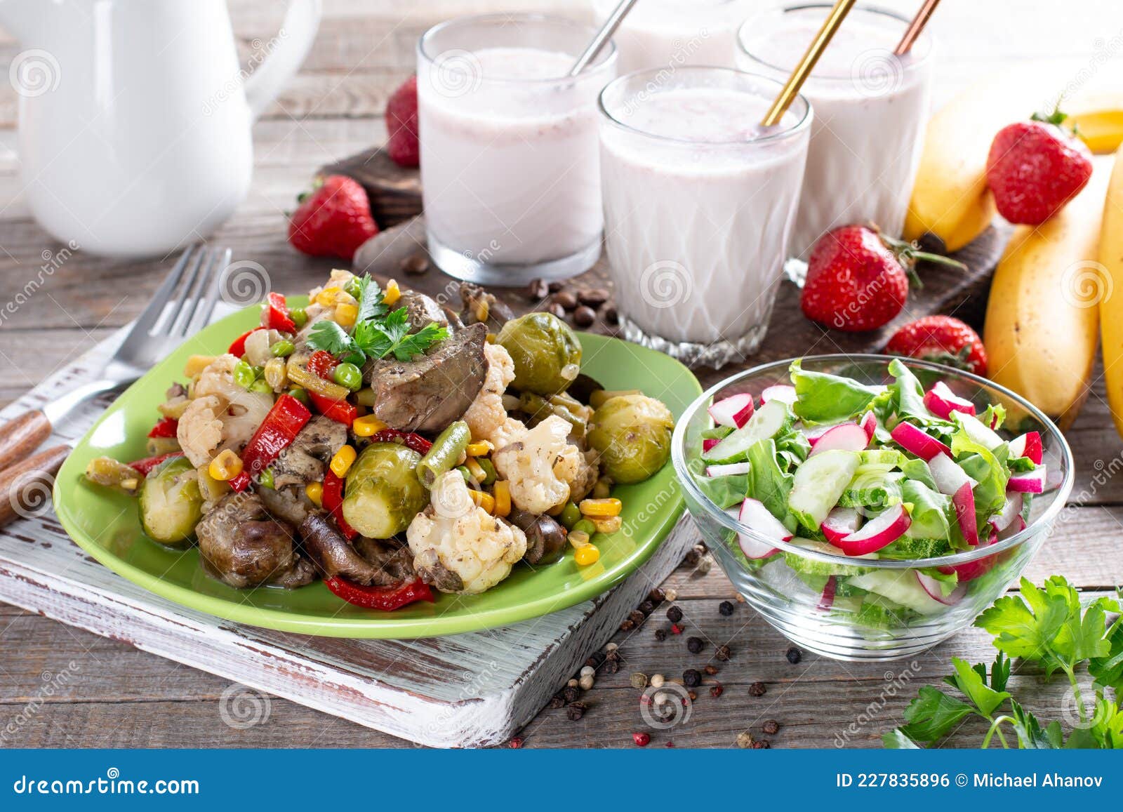 Three-course Set Menu for a Nutritious Healthy Lunch. Three Course Set
