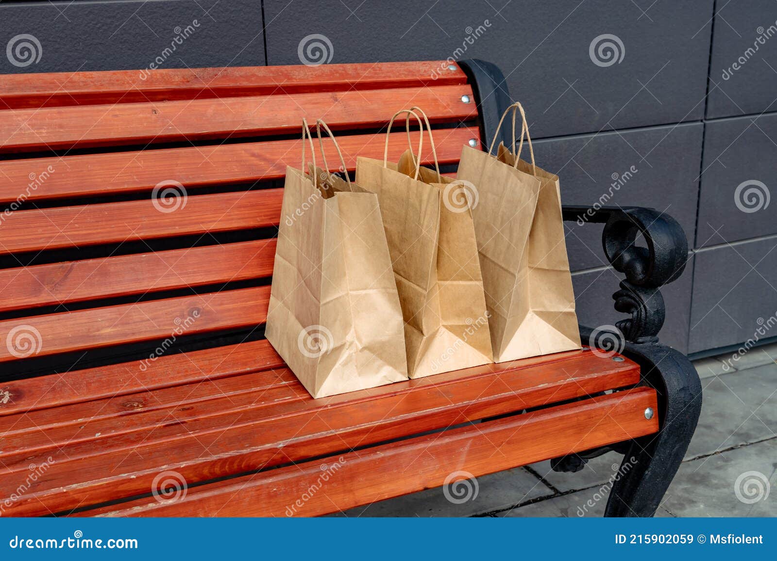 3 Bags Stand On Wooden Shelf Stock Photo 1636188877
