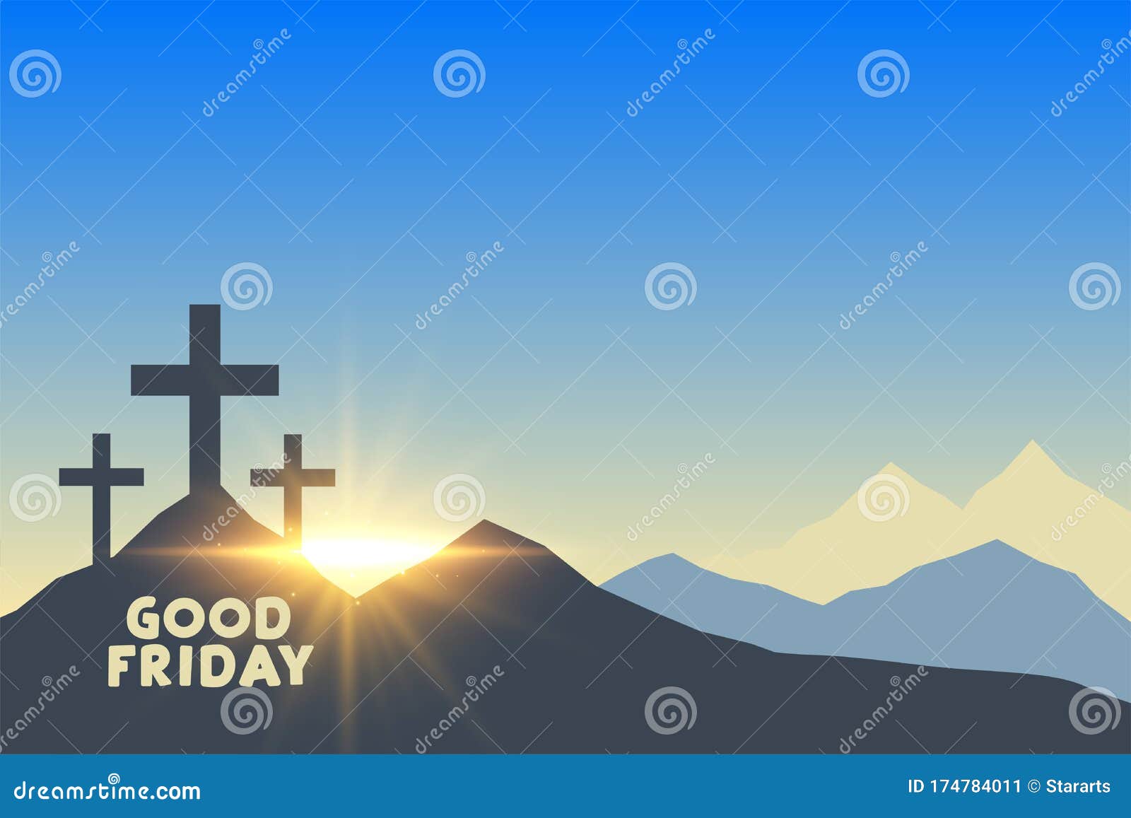 Three Cross Symbols with Sunrise Good Friday Background Stock Vector -  Illustration of sacrifice, greeting: 174784011