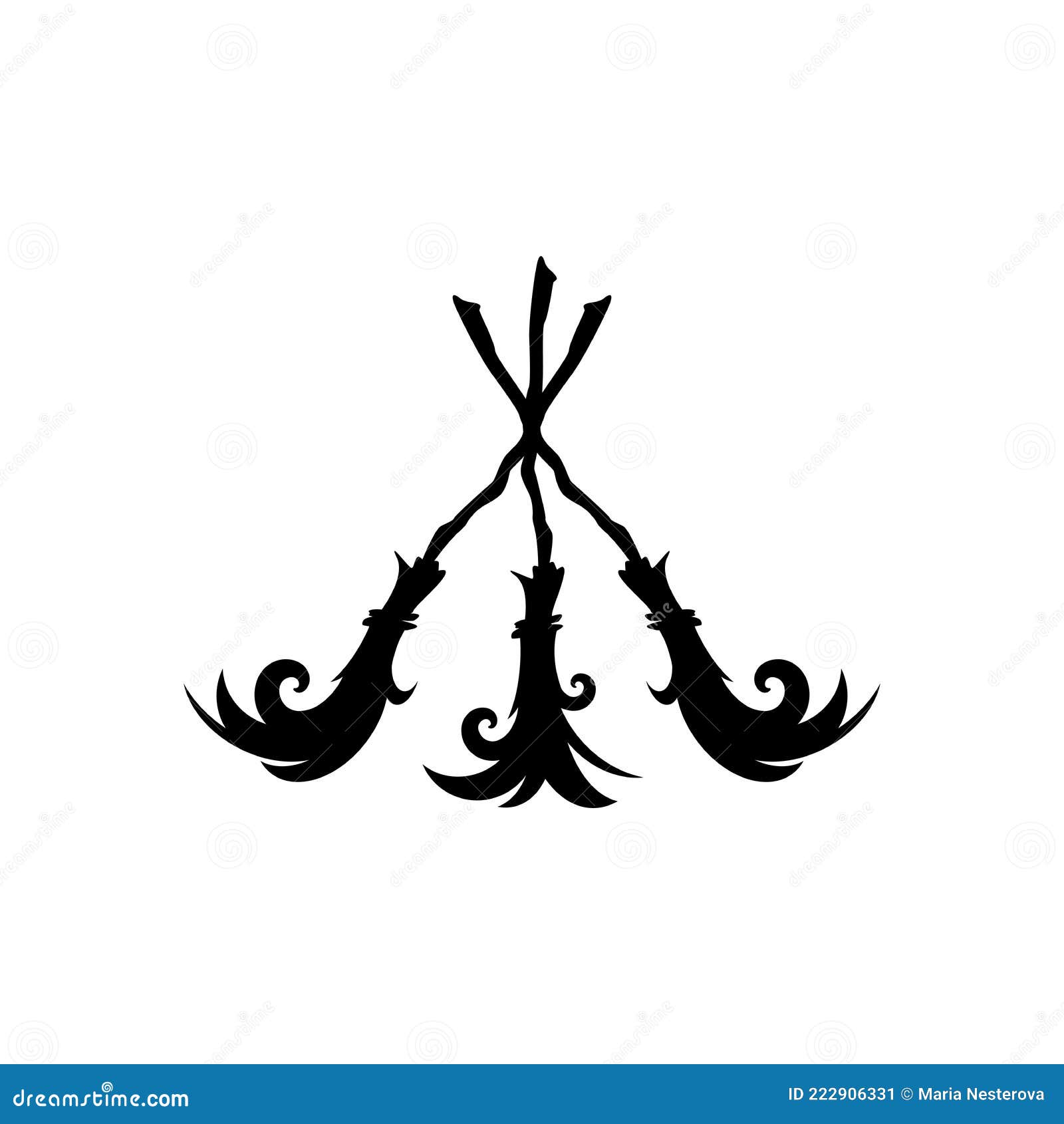 three crossed brooms. witch broom. halloween party logo. witchcraft and wizardry