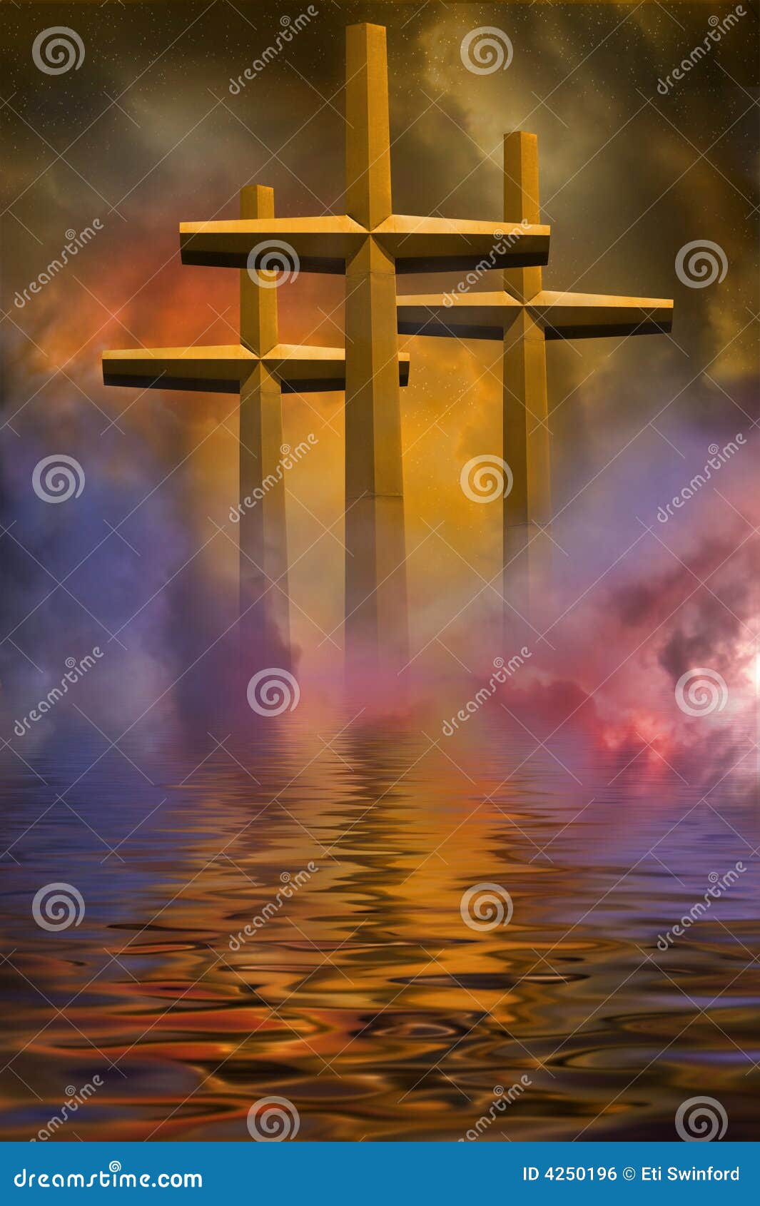 Three crosses stock photo. Image of colors, clouds, depiction - 4250196