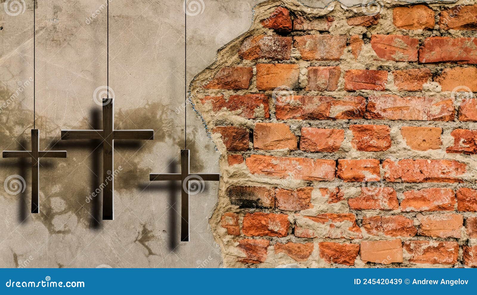 Three Crosses on a Background of Walls Stock Image Image of believe