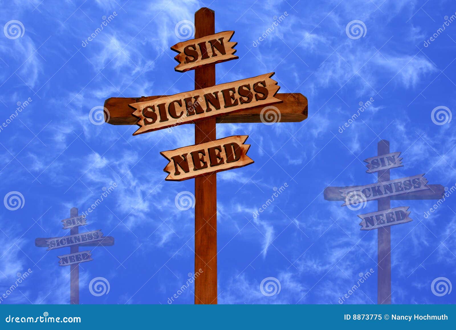 three crosses, sin, sickness, need