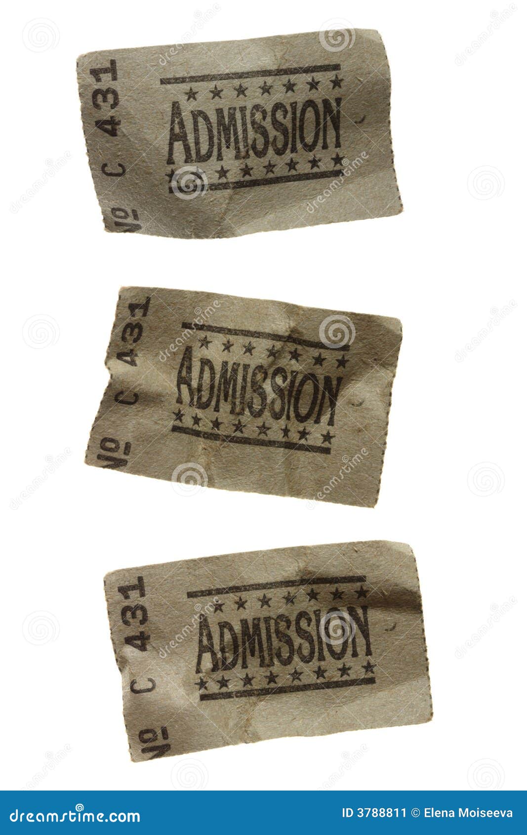 Three CRUMPLED General Admission Tickets Stock Image Image of theater