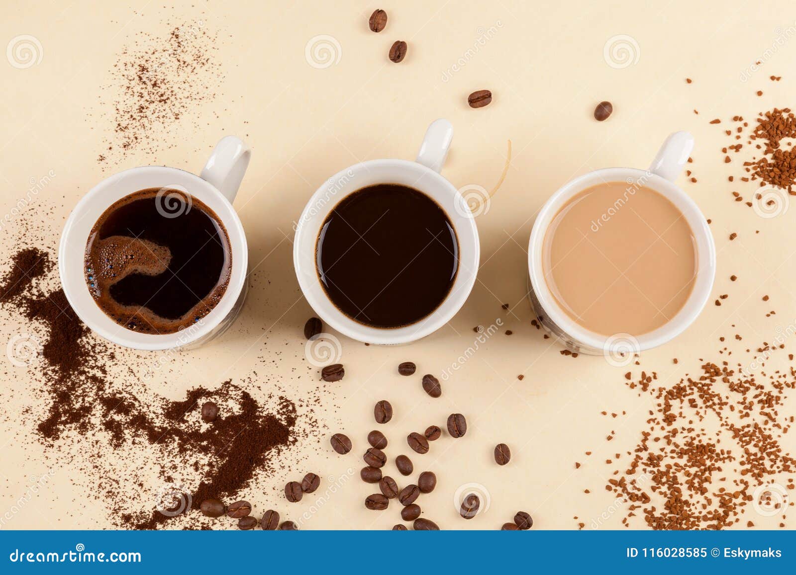 Three cups of coffee. stock image. Image of espresso 116028585
