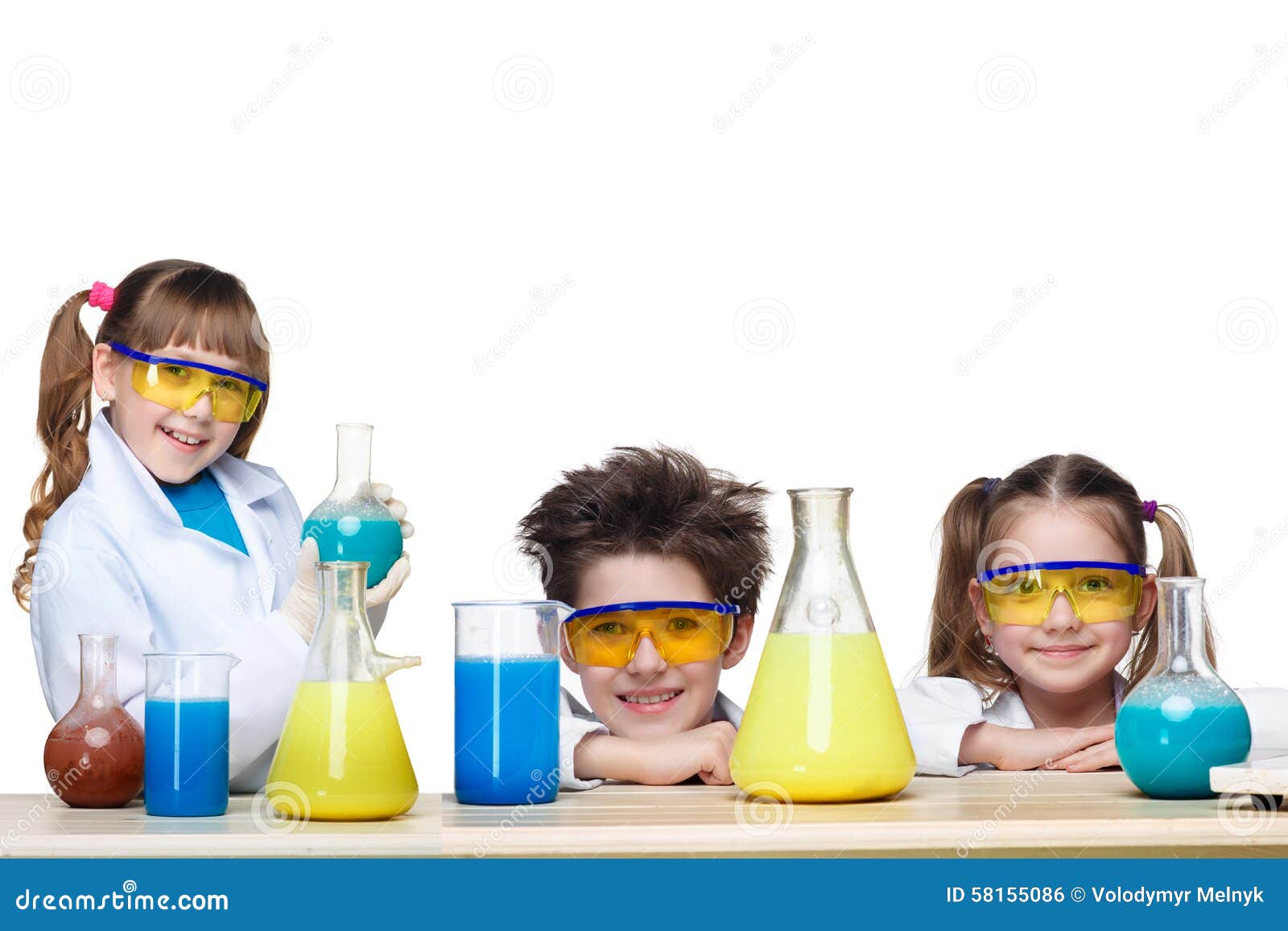 The Three Cute Children at Chemistry Lesson Making Stock Photo - Image of  girl, biology: 58155086