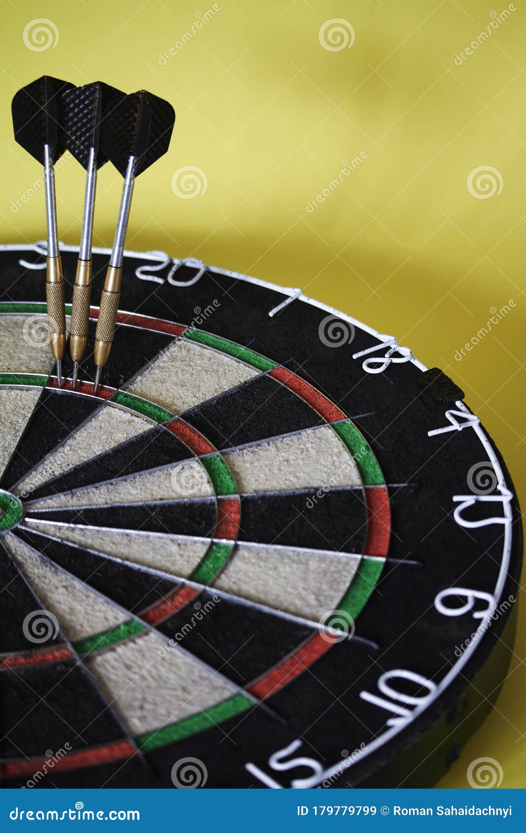 Three Darts on Ring Target of Dartboard, Concept of Victory and Goal Selective Focus Stock Image - Image of skill, 179779799