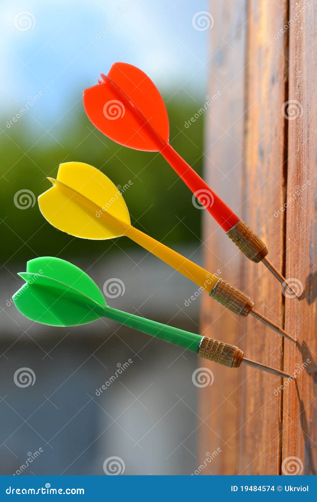 Three Darts at Wooden Board Stock Photo - Image of exact, competition ...