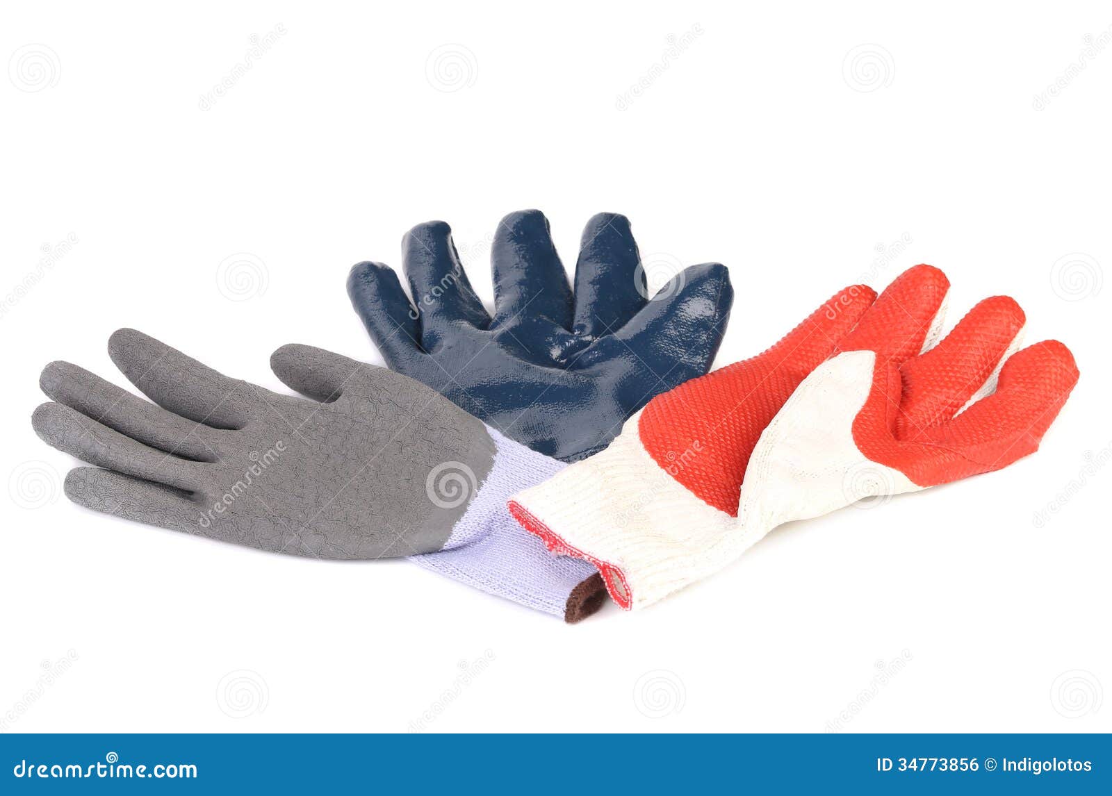 Three Different Colors Protective Gloves. Stock Photo Image of