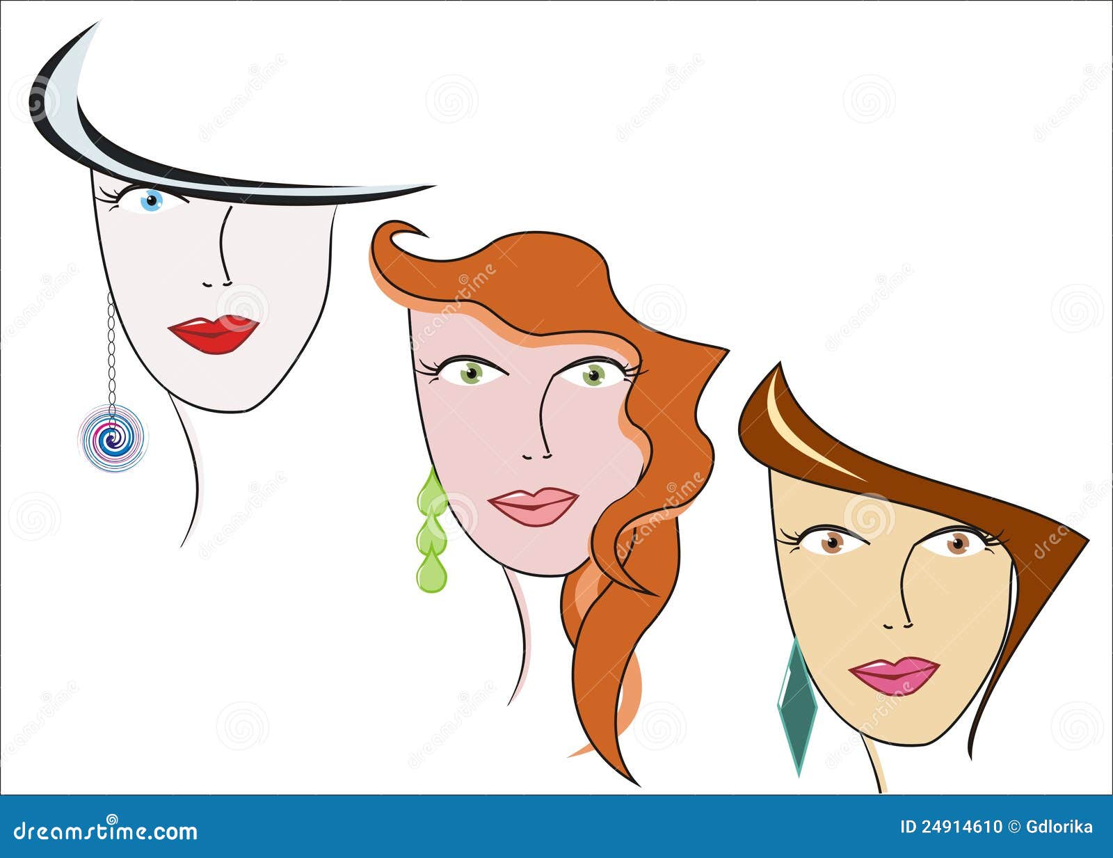 Three Different Types Of Hairstyles Vector Illustration CartoonDealer