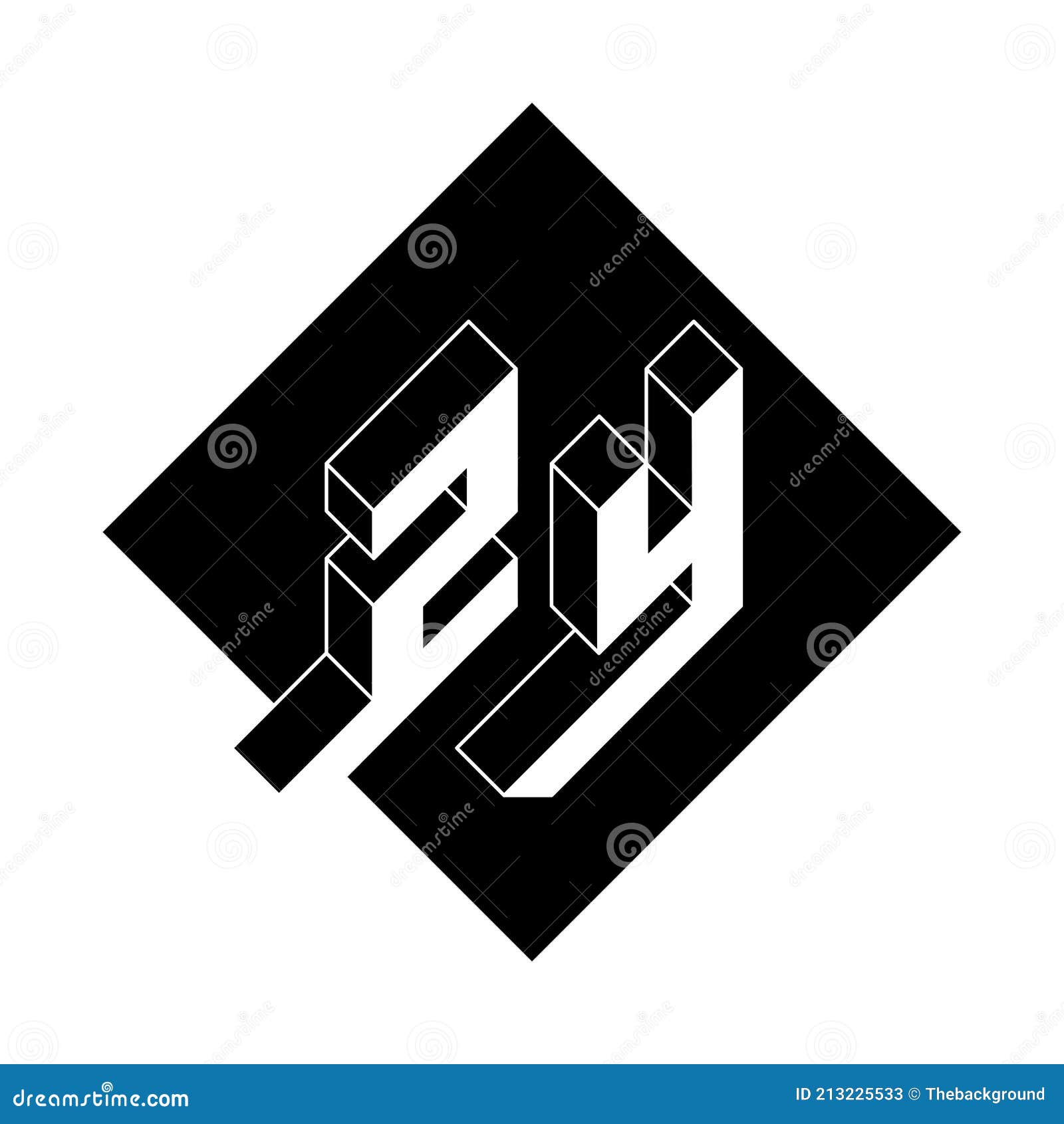 three-dimension letters z and y. isometric 3d font for . zy or 2y - monogram or logotype. volume alphabet