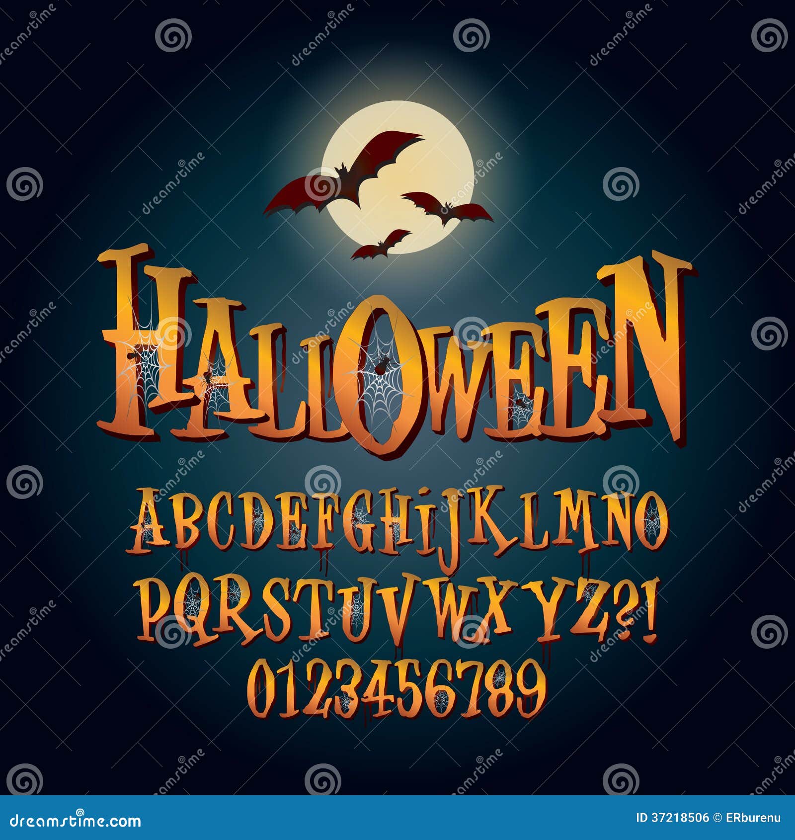 three dimensional halloween alphabet and digit vec